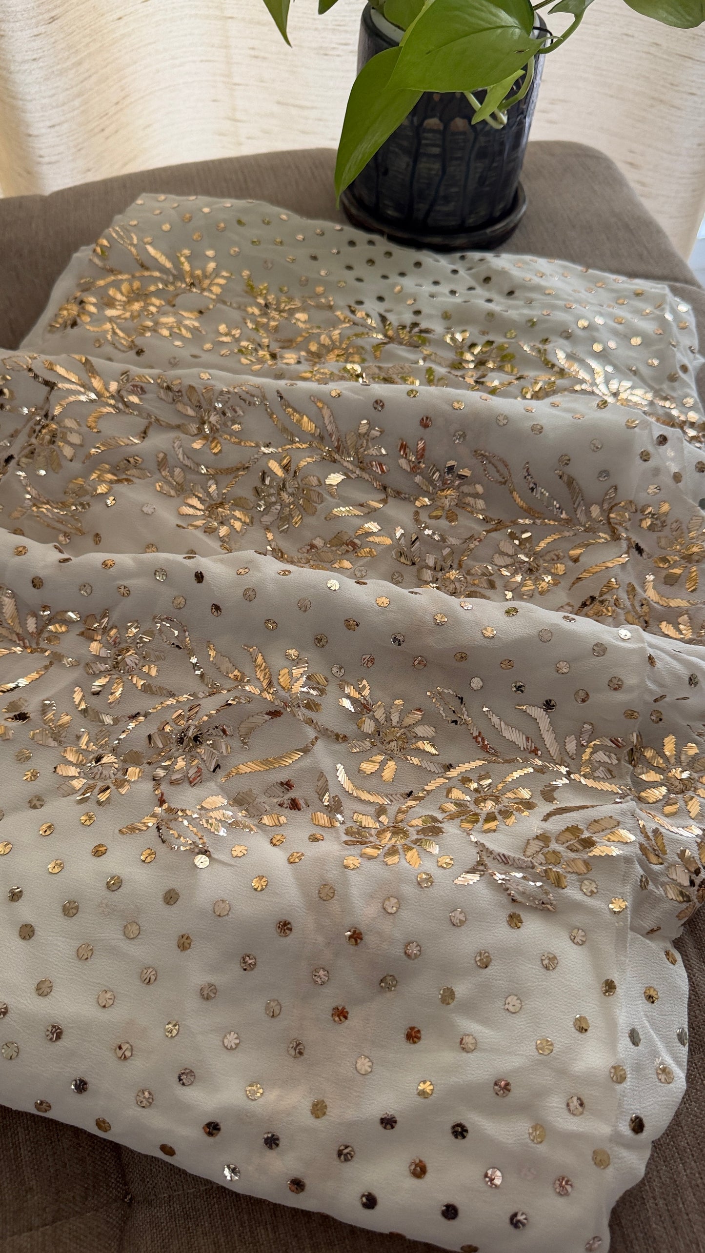 Designer White Kamdani Suit