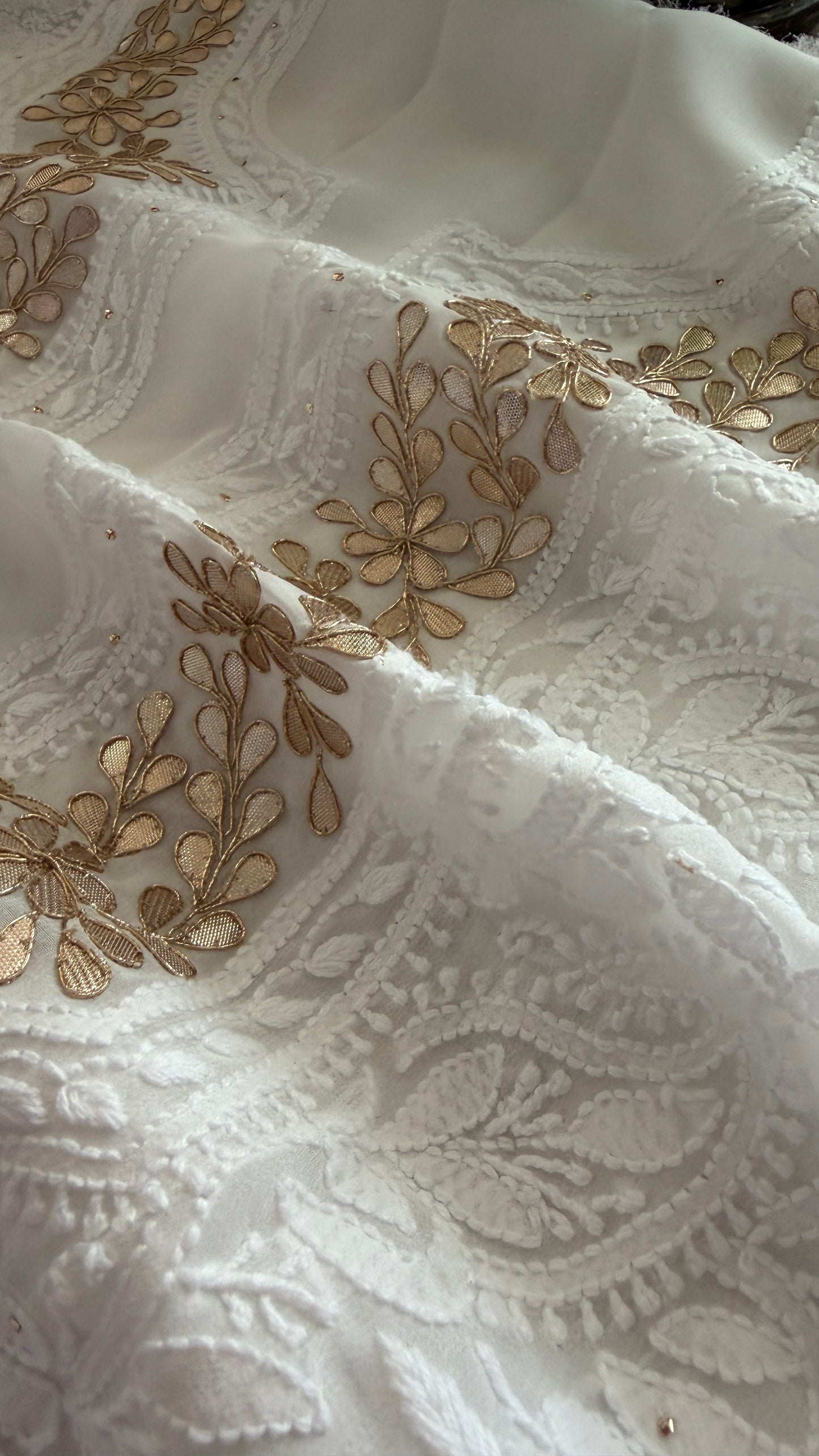 Exclusive Ivory Gota Patti Lucknowi Chikankari Suit