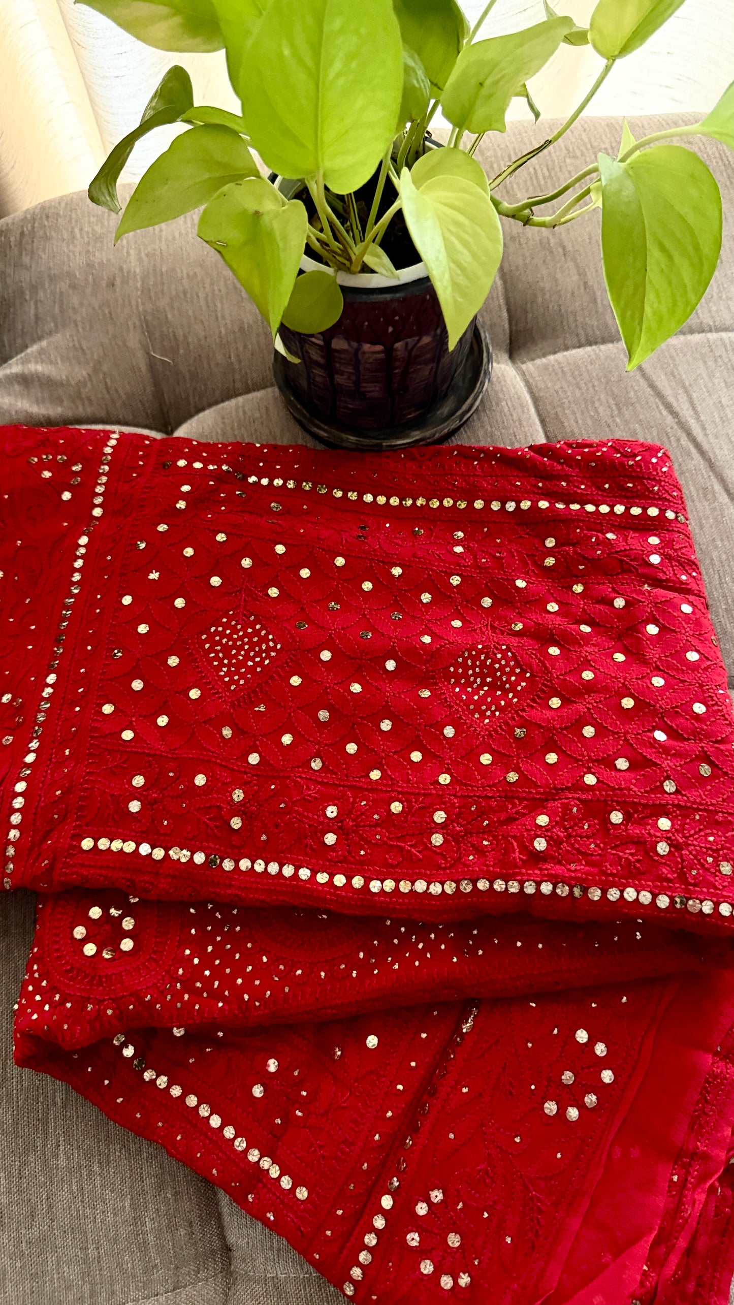 Party Wear Mukaish Chikankari Saree for Women