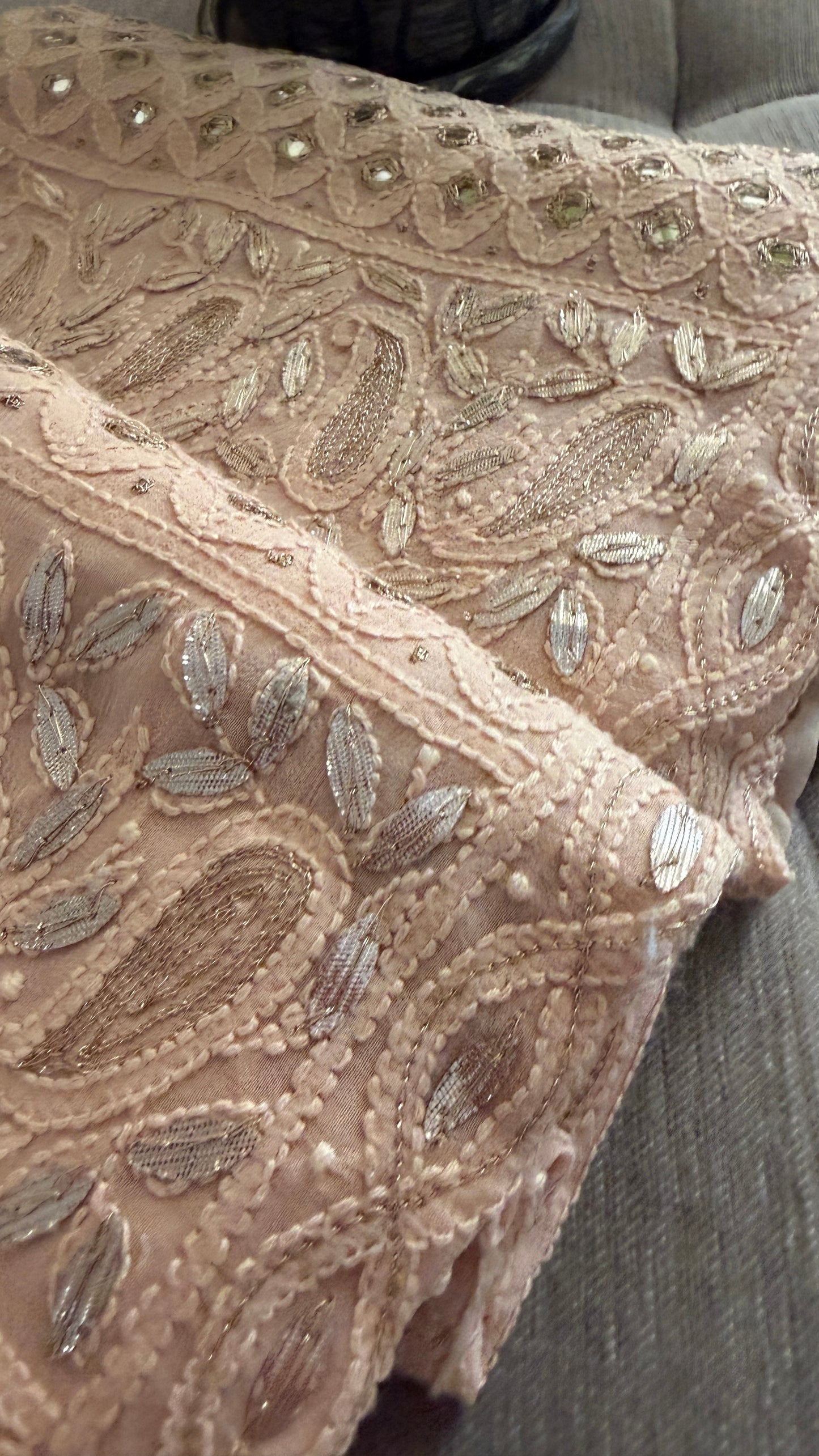 Dusty Peach Mirror & Gota Patti Chikankari Suit