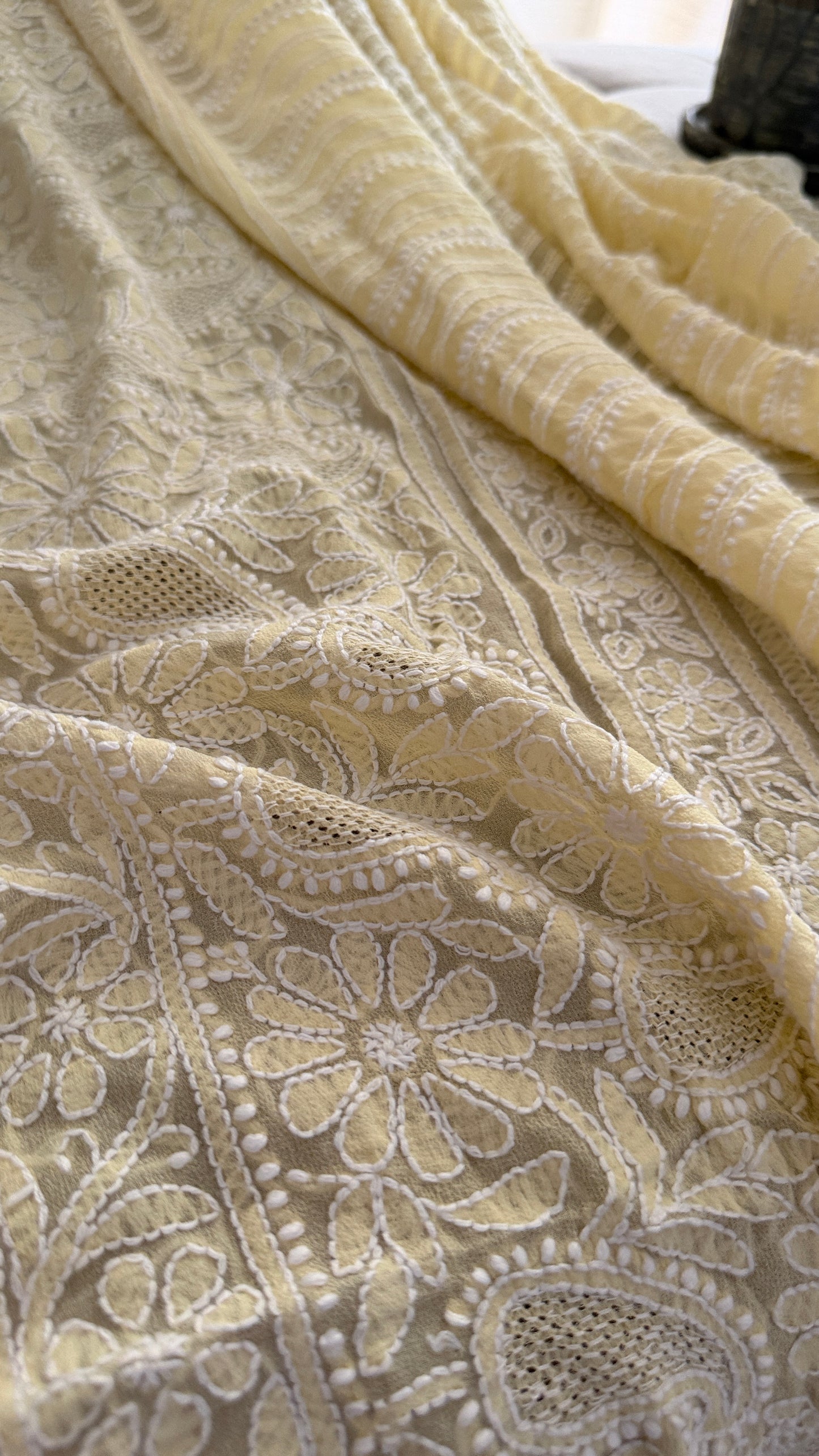 Beige Hand Jaali Chikankari Dupatta