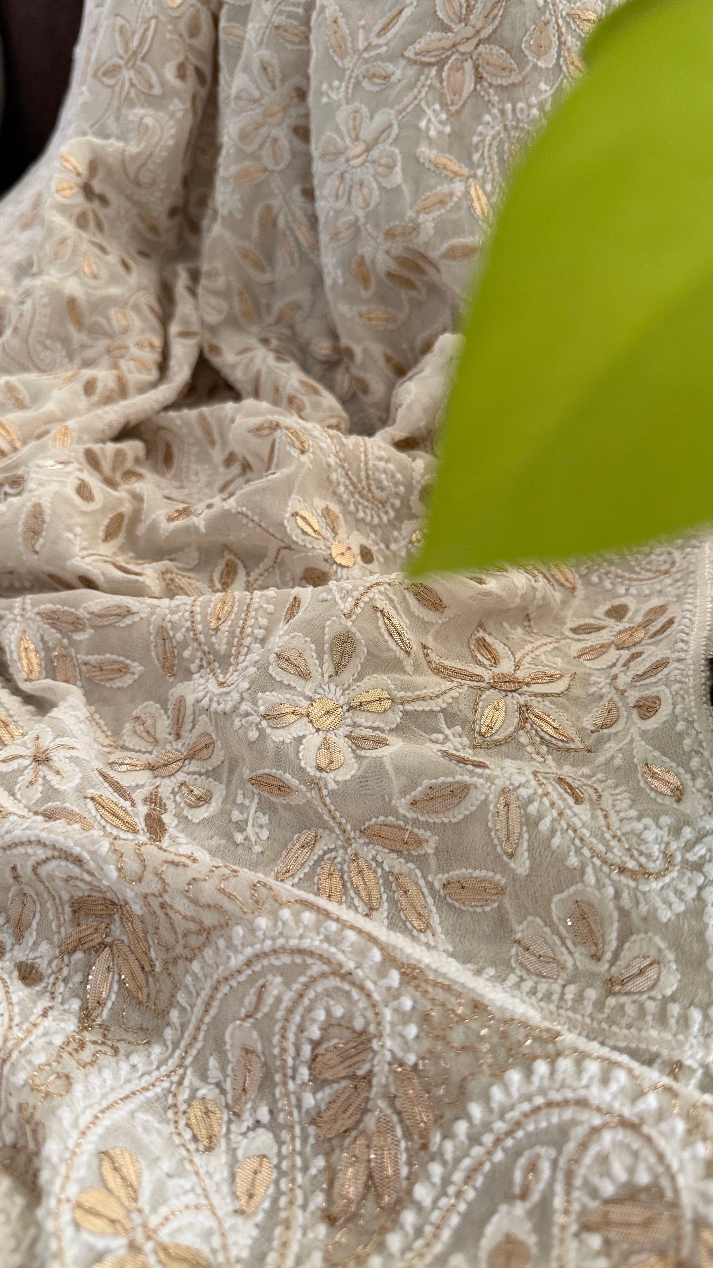 Ivory White Gota Patti Chikankari Dupatta