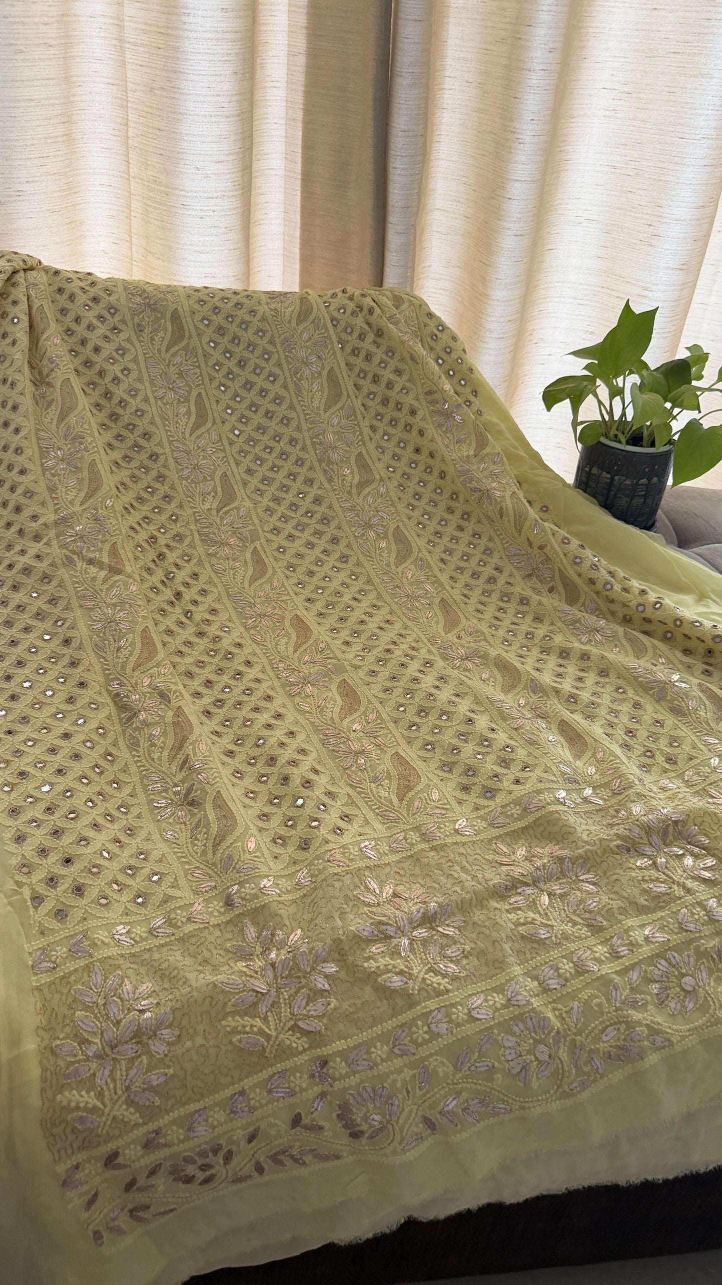 Yellow Mirror & Gota Patti Chikankari Suit