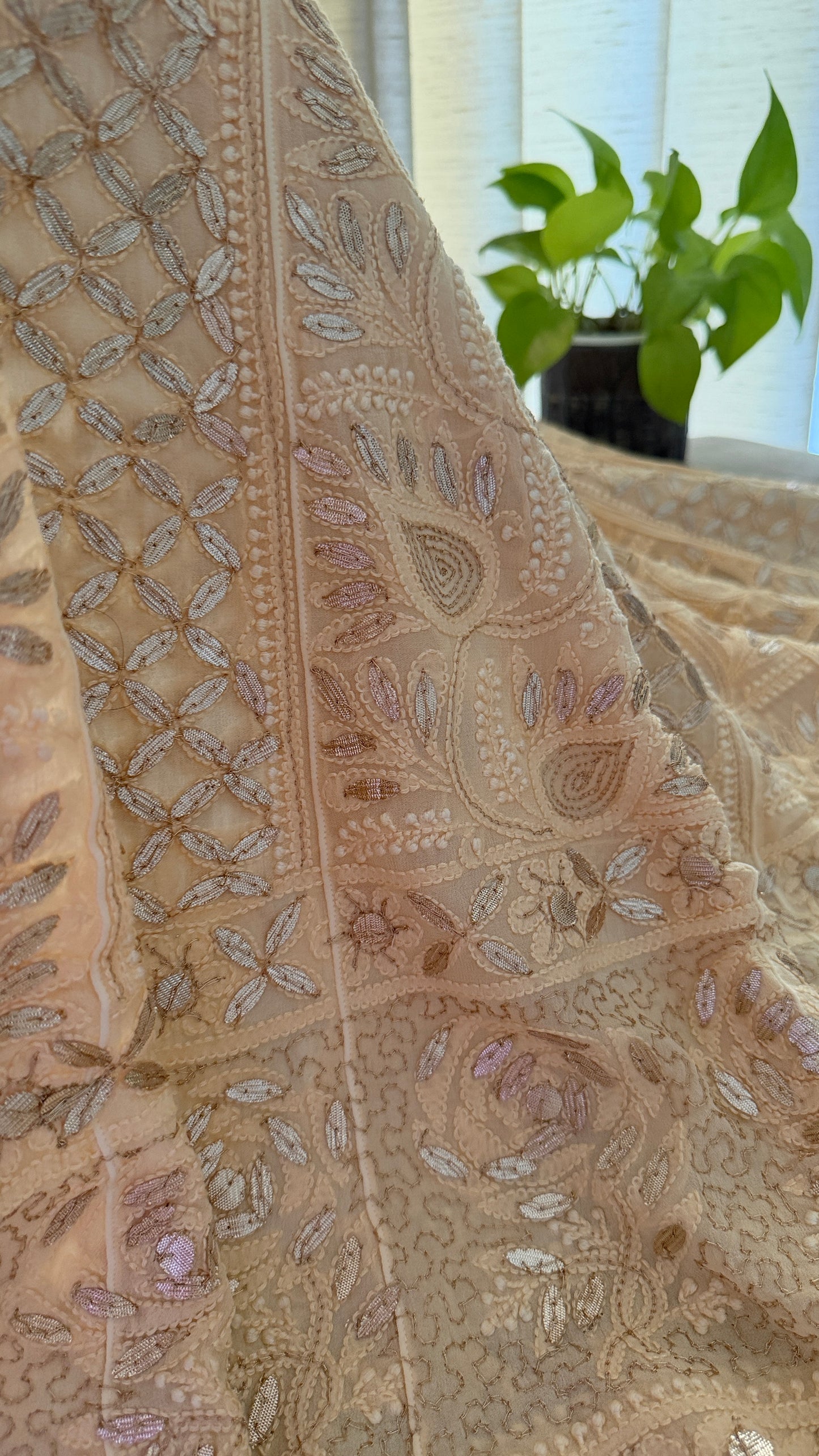 Beige Gota Chikankari Anarkali Suit