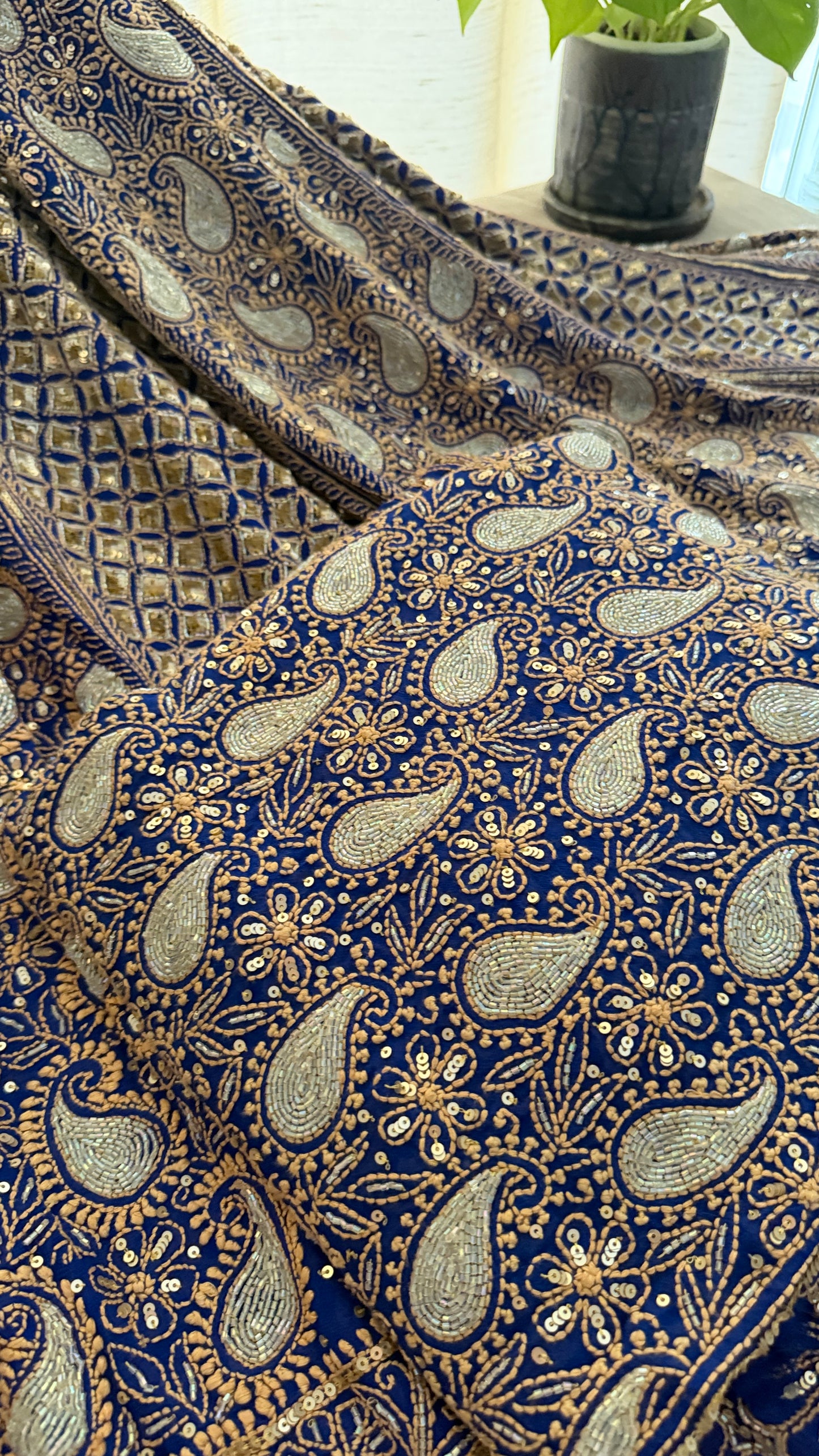 Masterpiece Blue Cut Dana Chikankari Lehenga Set