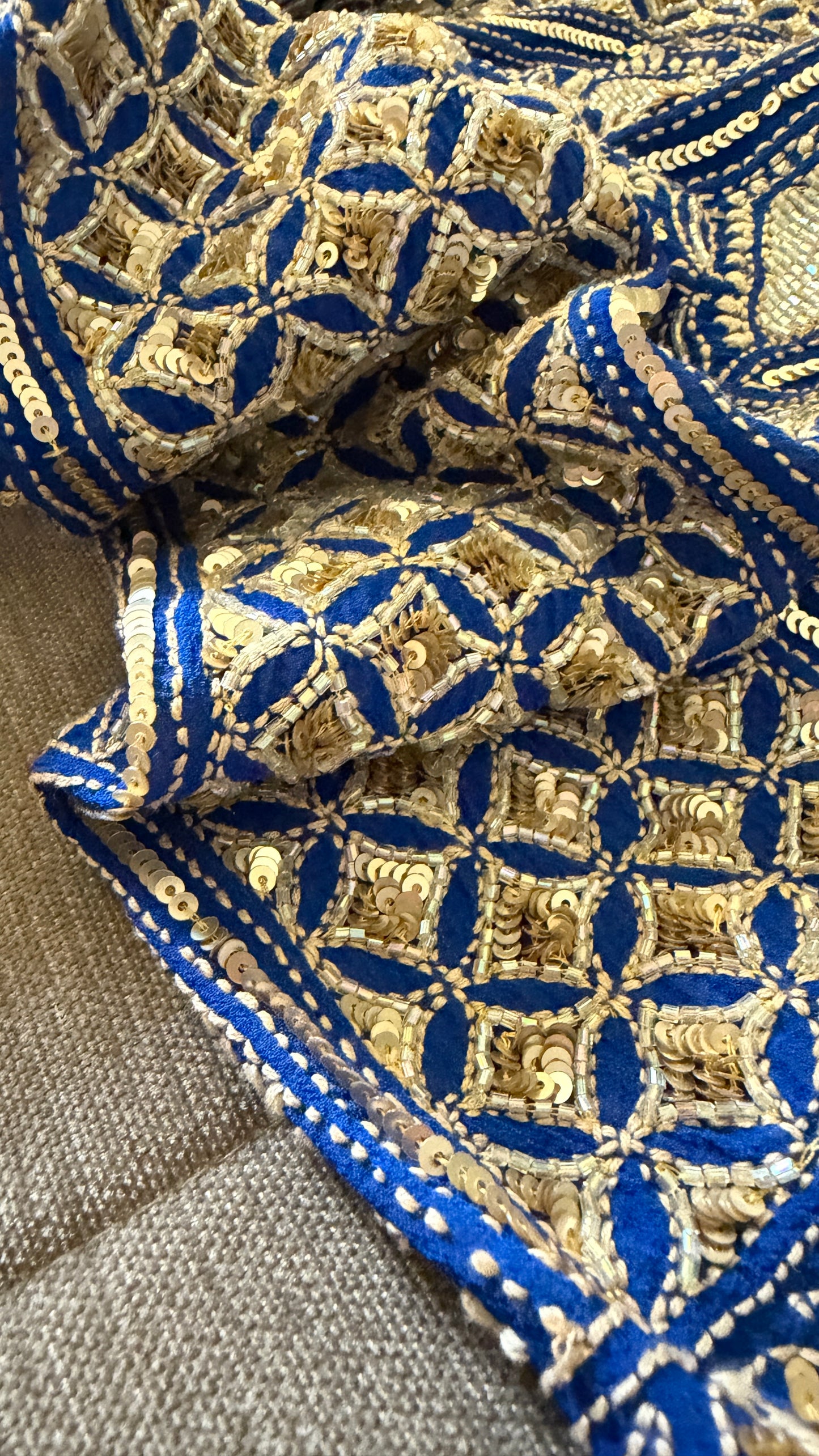 Masterpiece Royal Blue Gold Lucknawi Chikankari Suit (Kurta & Dupatta)
