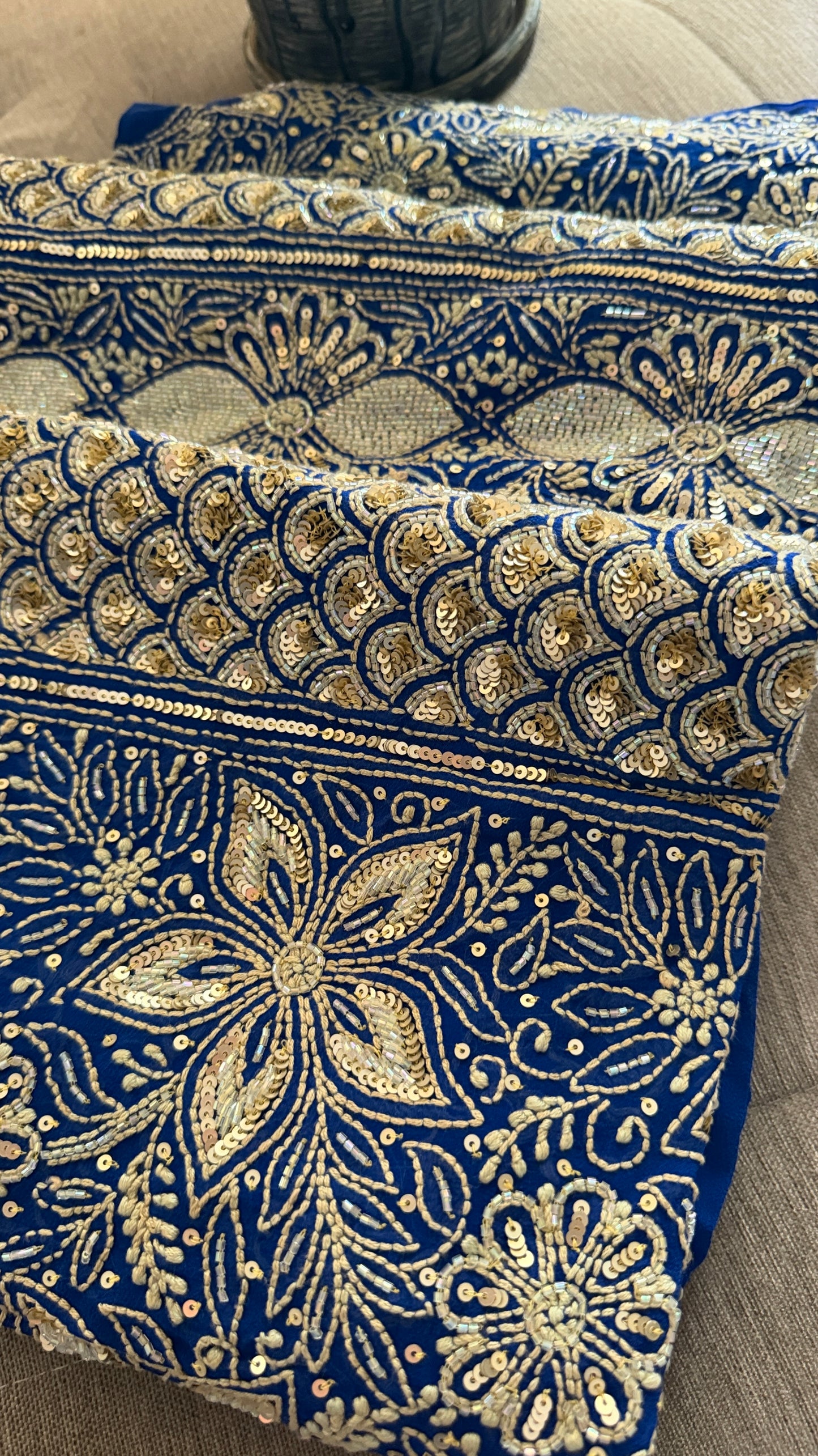 Royal Blue Embellished Chikankari Suit for Women