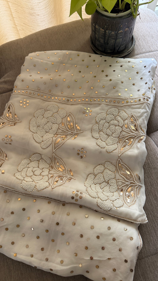 Masterpiece White Pearl Kamdani Suit - Festive Collection
