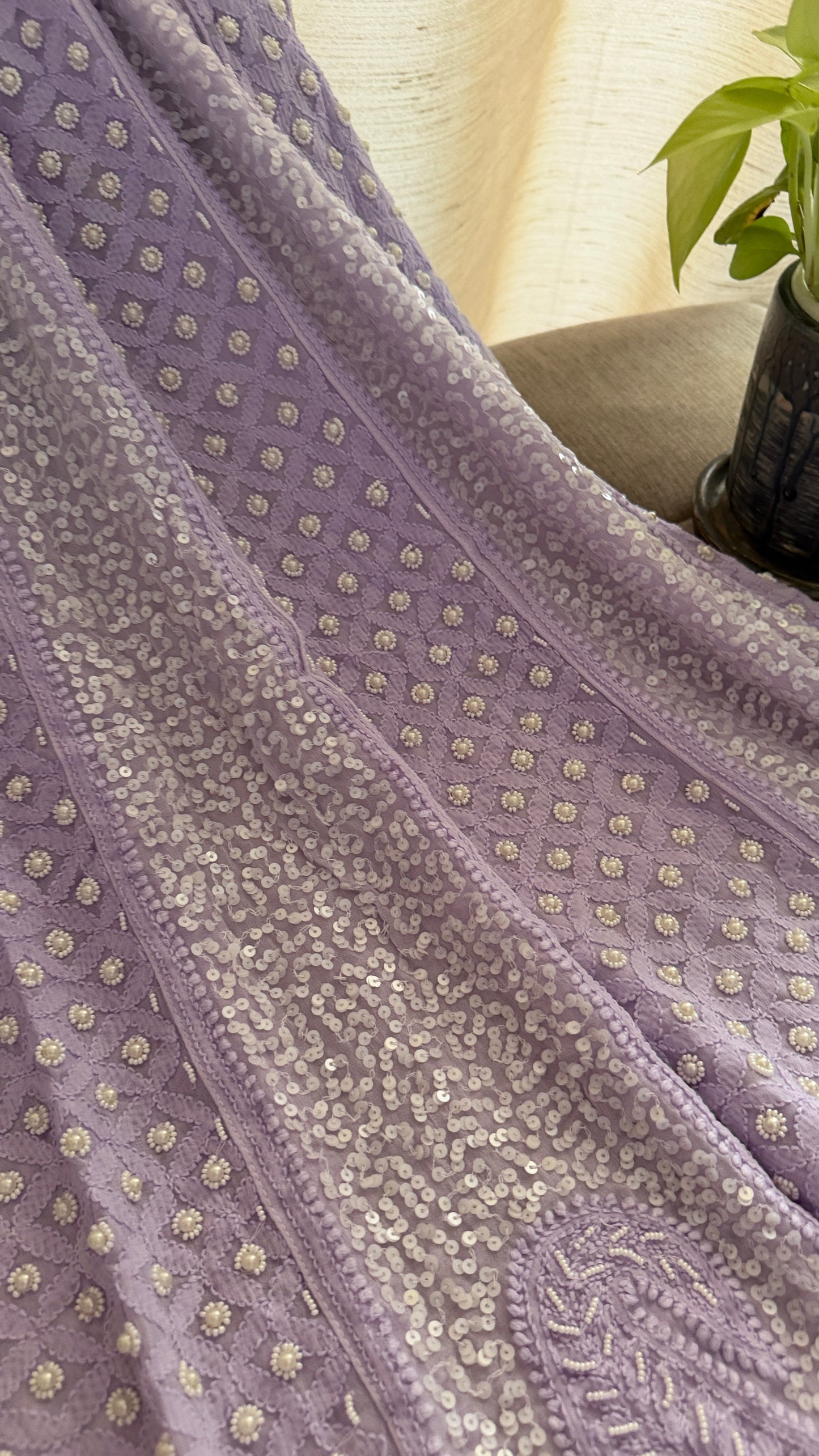 Lavender Pearl Chikankari Anarkali (Anarkali & Dupatta)