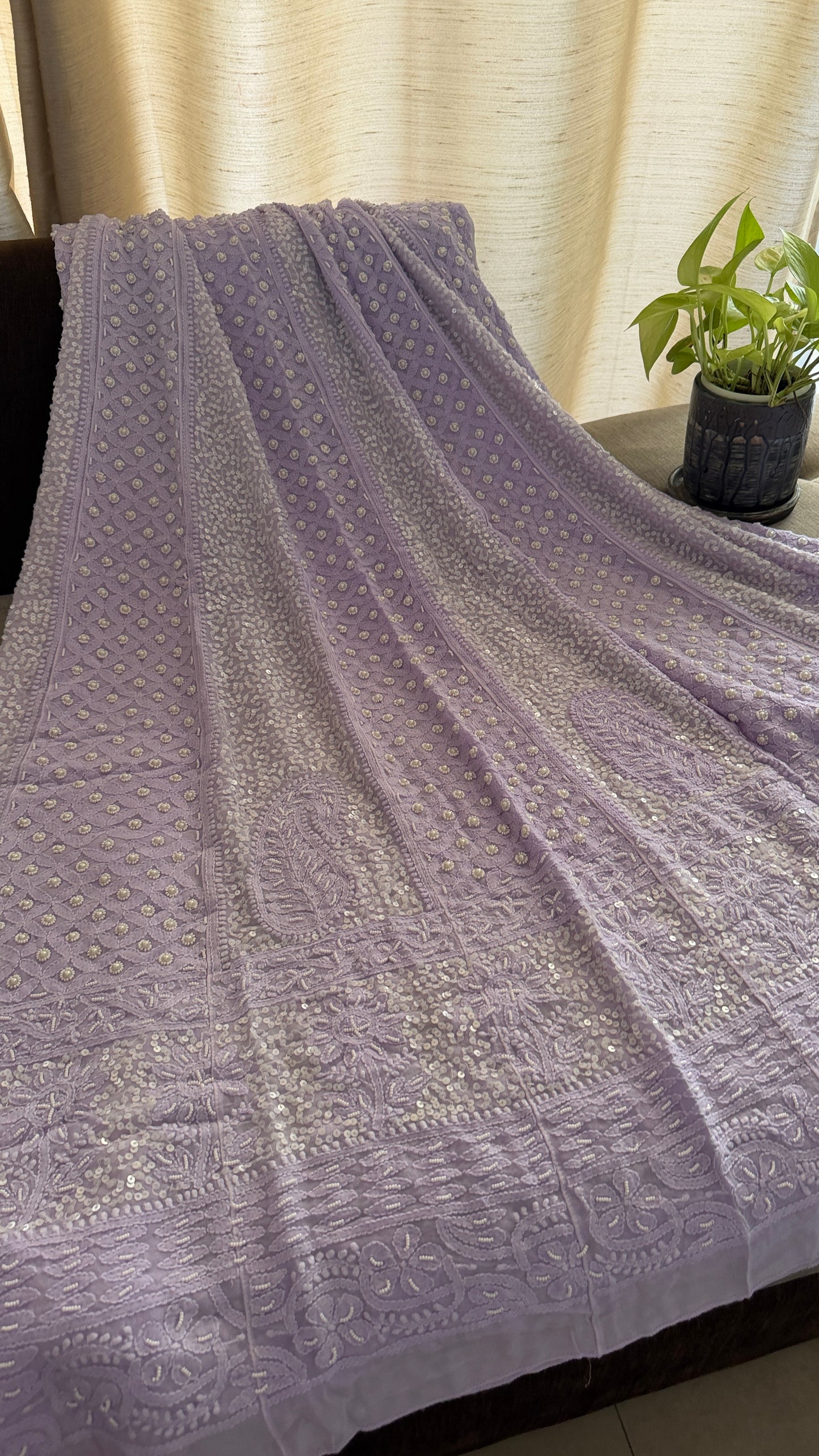 Lavender Pearl Chikankari Anarkali (Anarkali & Dupatta)