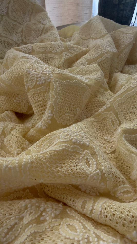 Yellow Hand Jaali Lucknowi Chikankari Suit