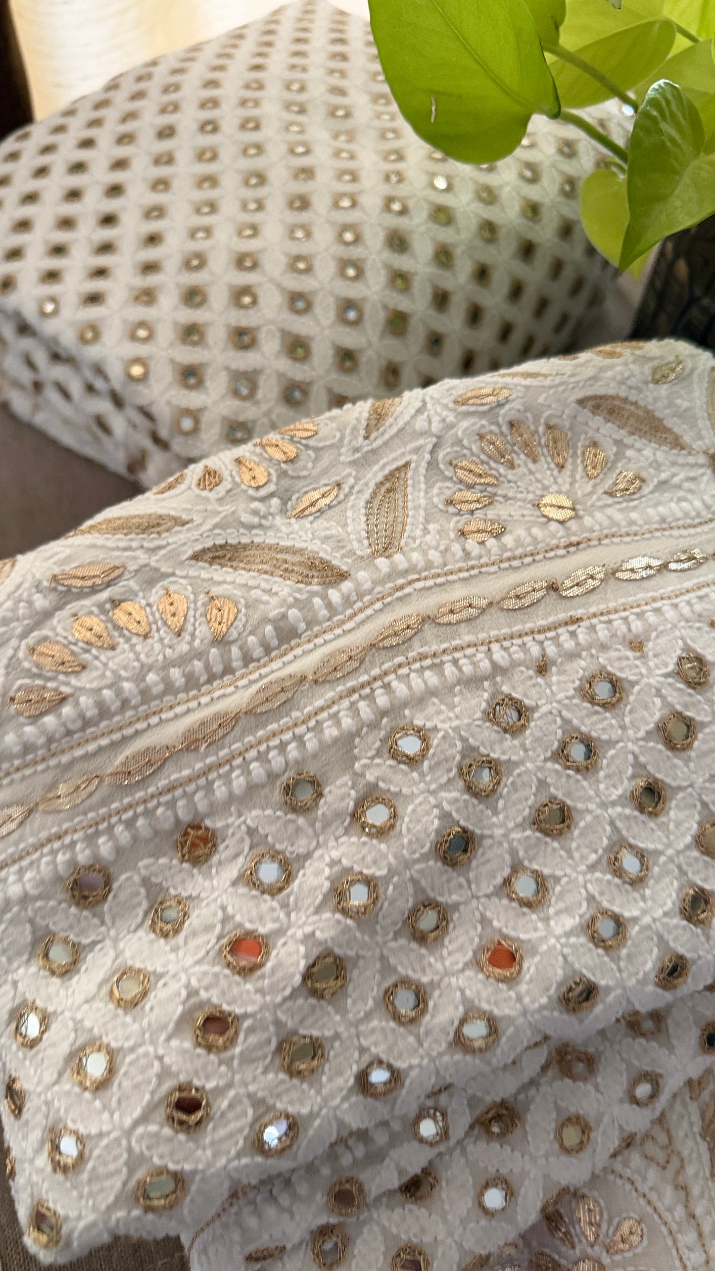 Ivory Mirror Gota Patti Chikankari Lehenga Set