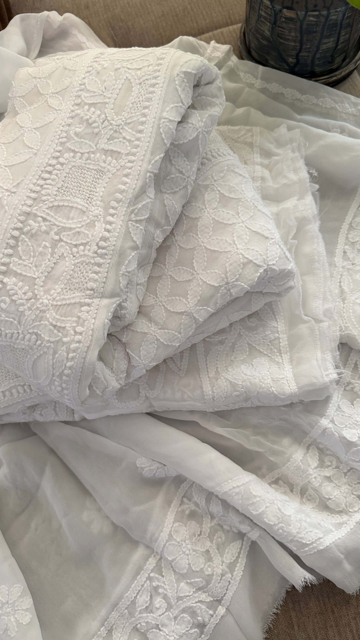White Hand Jaali Chikankari Anarkali Suit