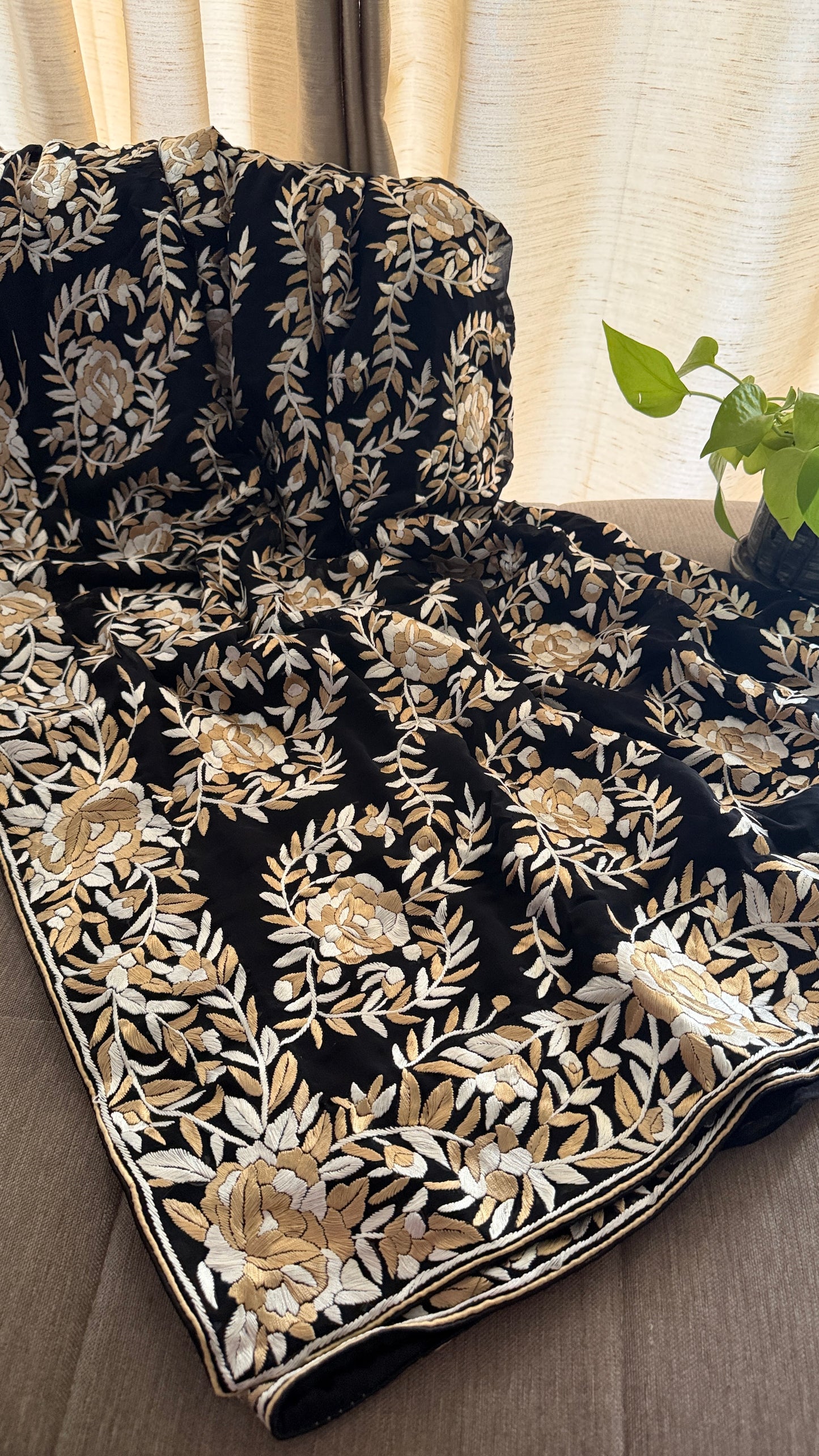Heirloom Pure Georgette Parsi Gara Saree