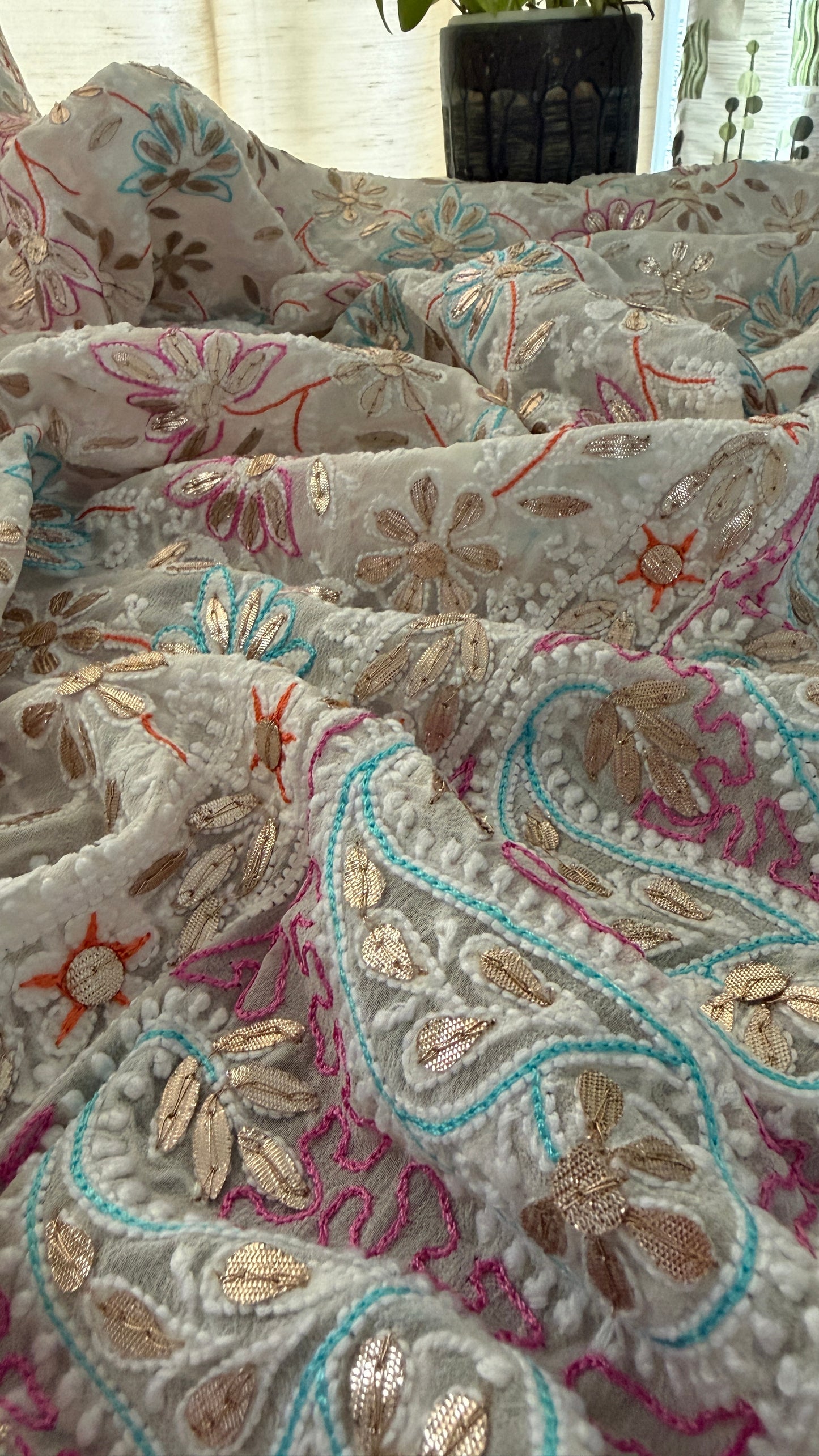 Multicolour Gota Patti Chikankari Dupatta