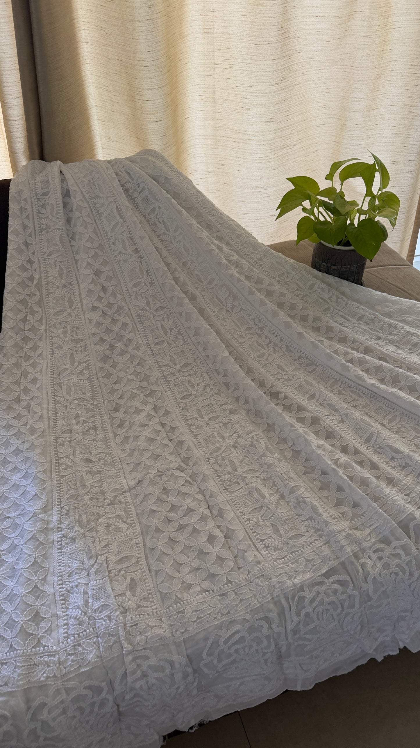 White Hand Jaali Chikankari Anarkali Suit