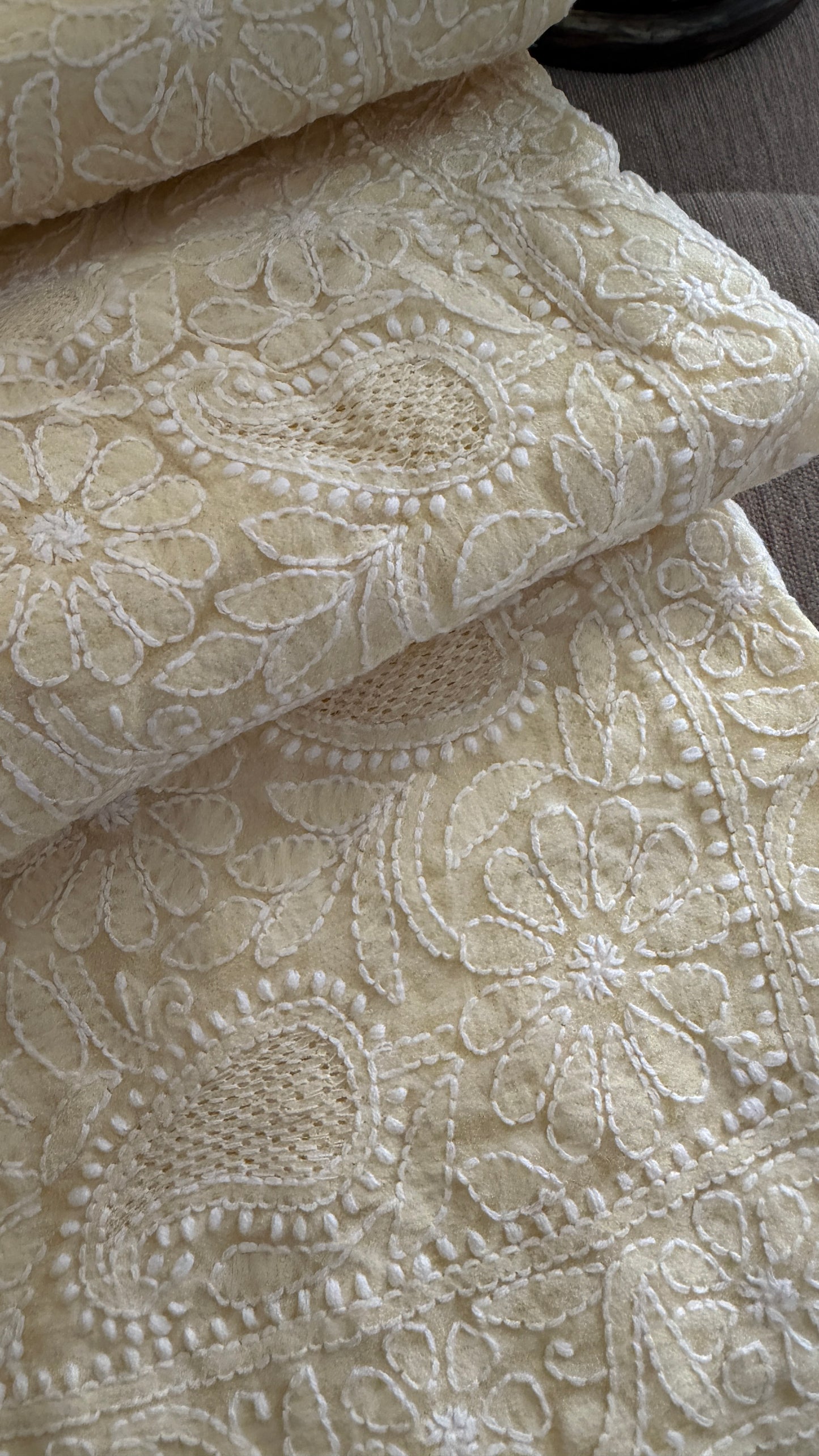 Beige Hand Jaali Chikankari Dupatta