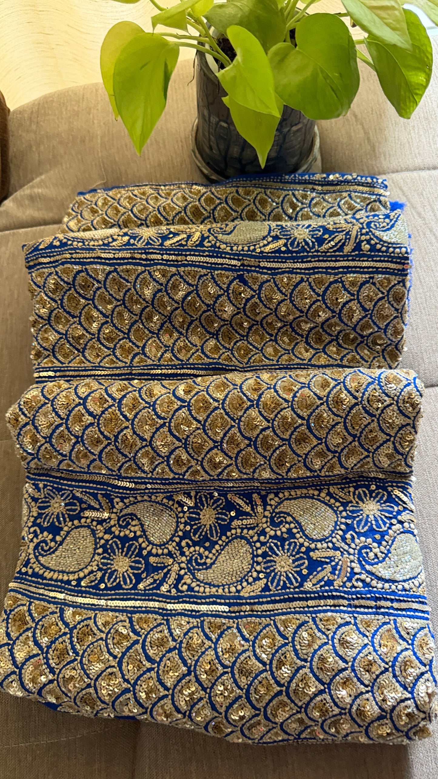 Masterpiece Royal Blue Gold Cut Dana Chikankari Suit (Kurta & Dupatta)