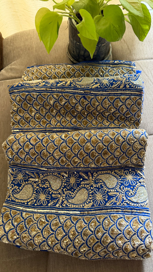 Masterpiece Royal Blue Gold Cut Dana Chikankari Suit (Kurta & Dupatta)