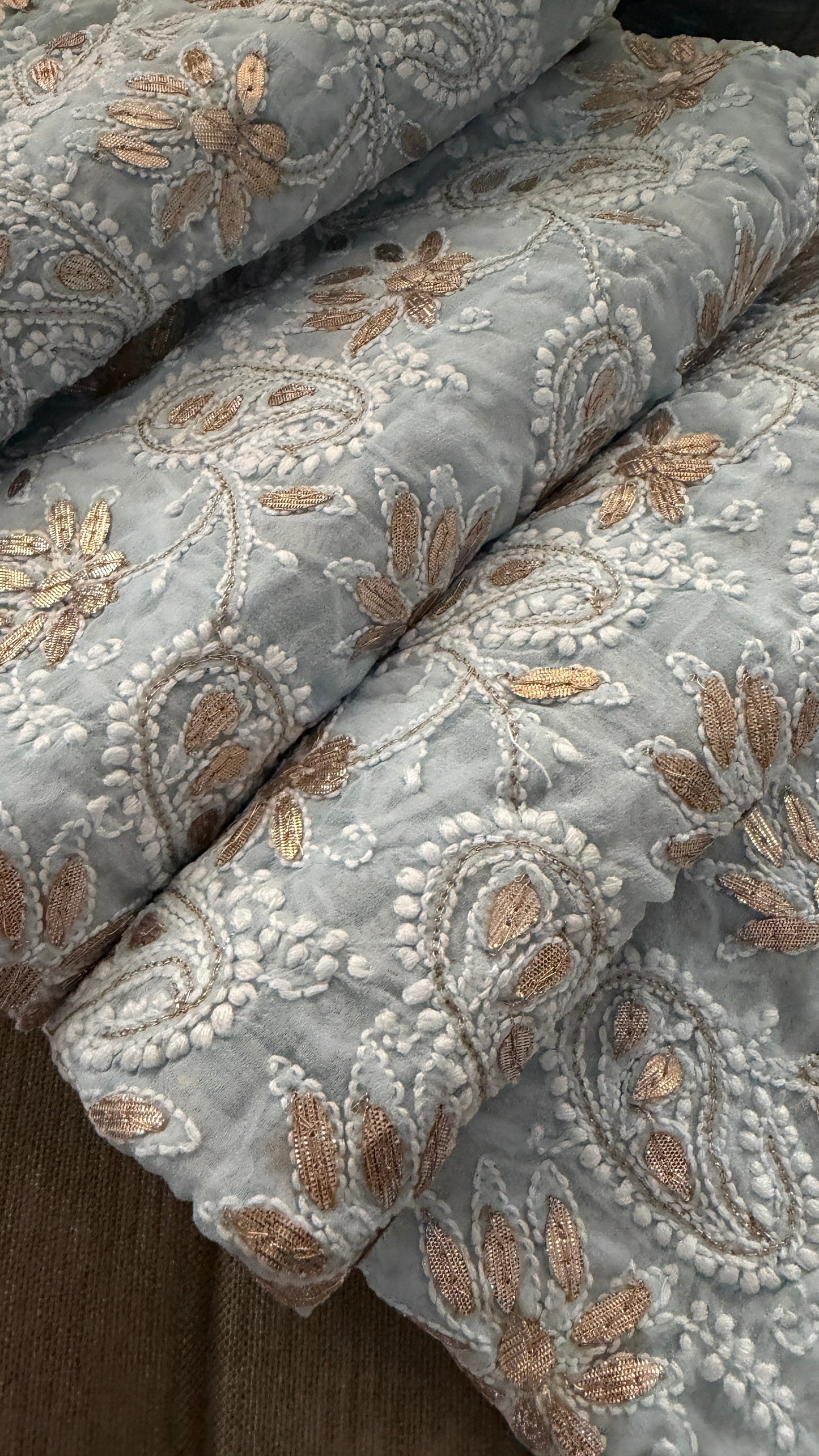 Exclusive Powder Blue Gota Patti Chikankari Dupatta for Women