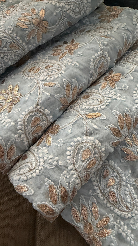 Exclusive Powder Blue Gota Patti Chikankari Dupatta for Women