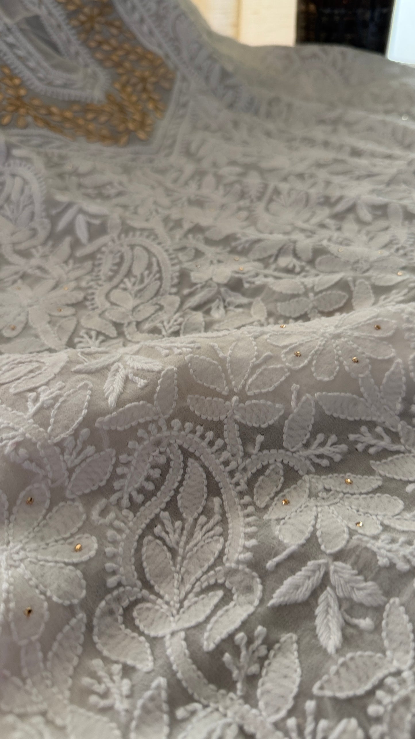 Exclusive Ivory Gota Patti Lucknowi Chikankari Suit