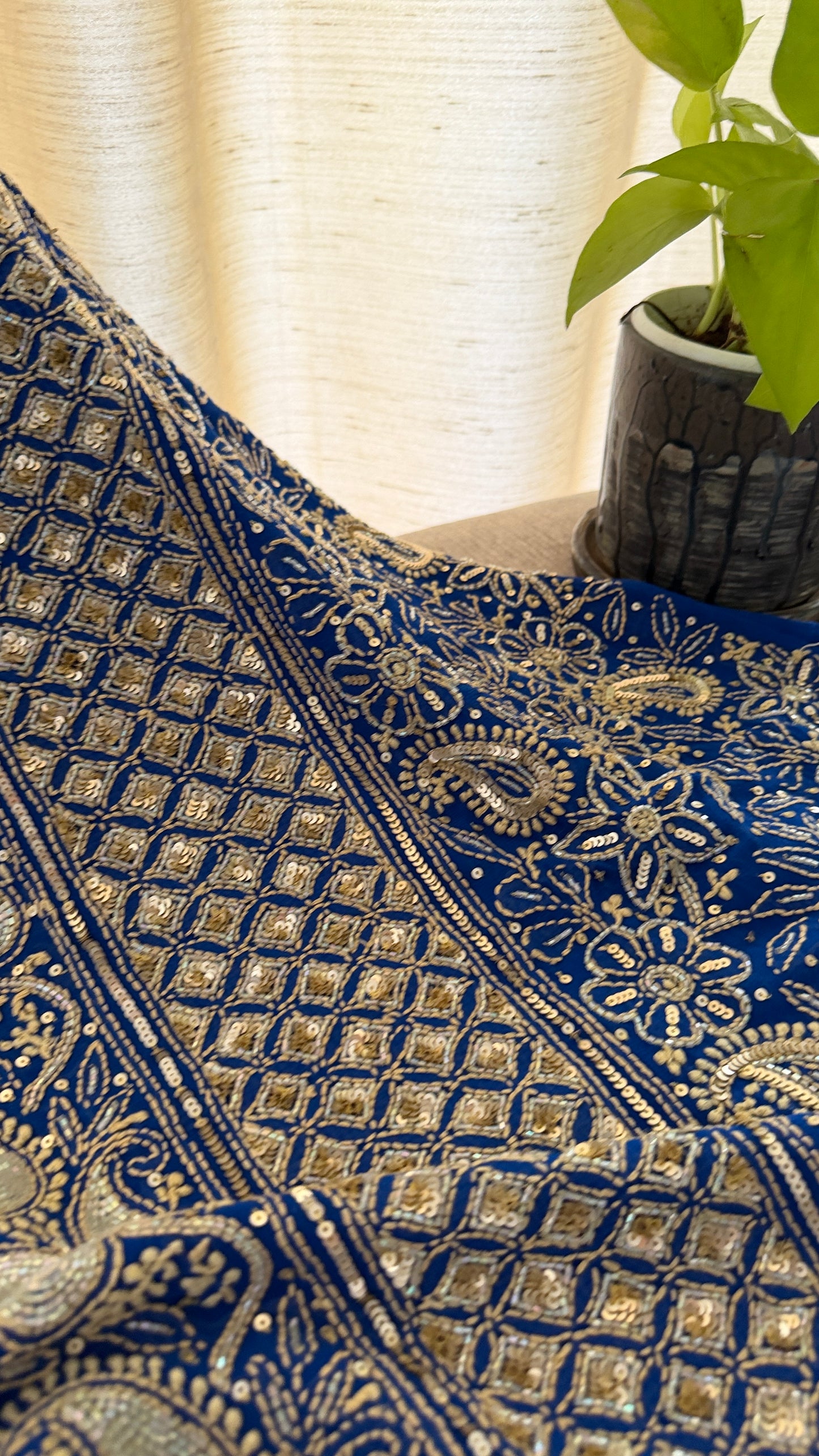 Masterpiece Royal Blue Gold Chikankari Suit for Women