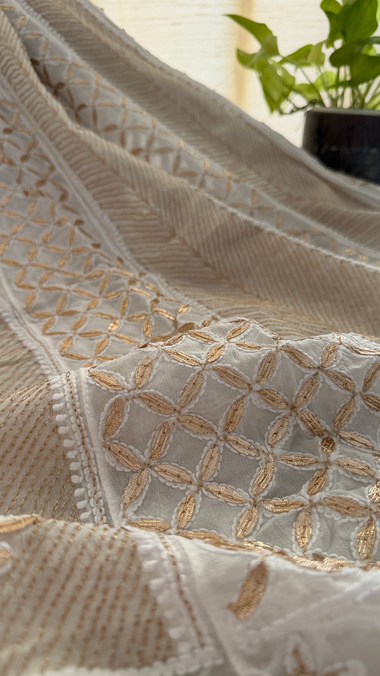 White Gota Patti Chikankari Anarkali Suit