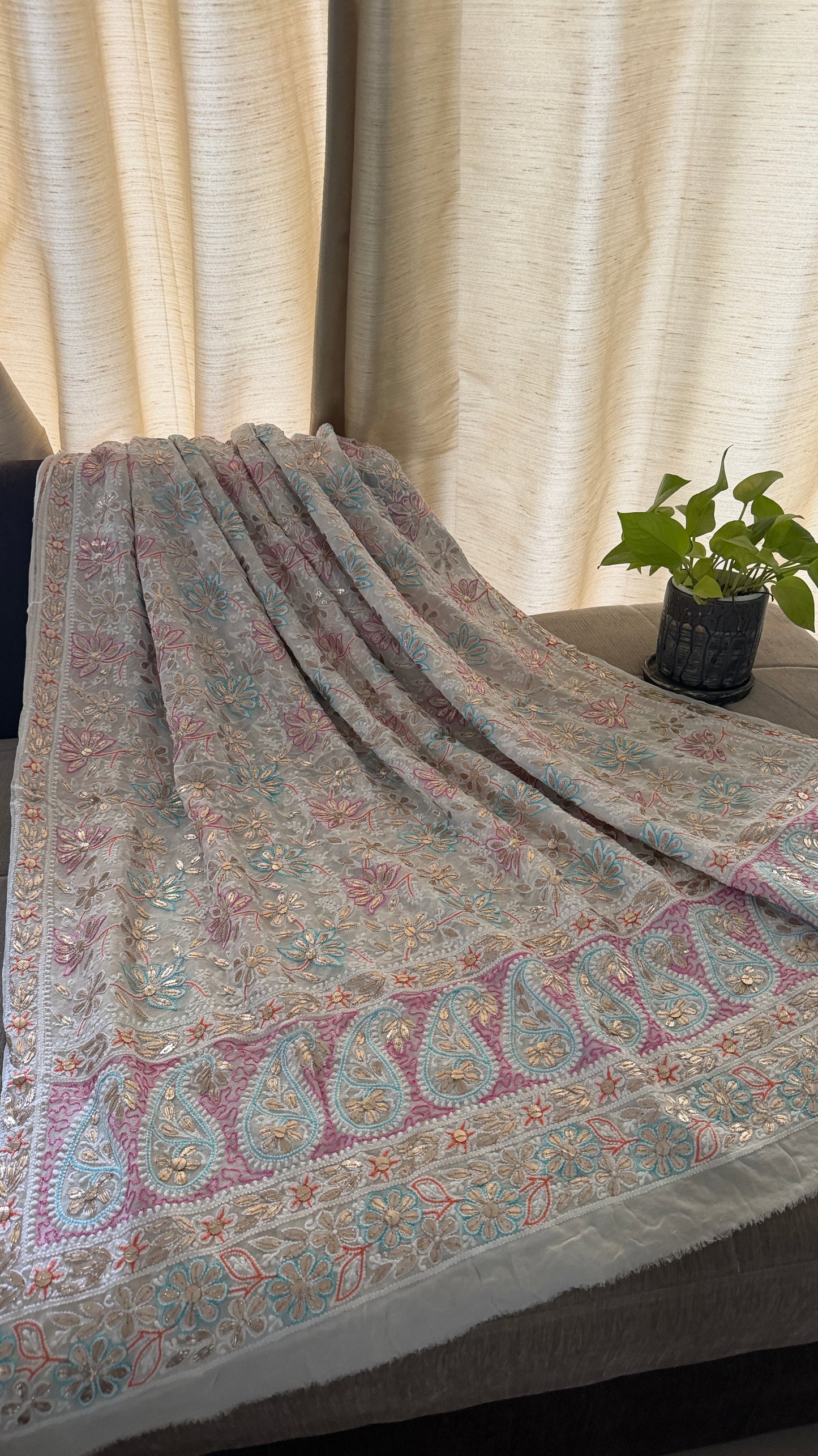 Multicolour Gota Patti Chikankari Dupatta
