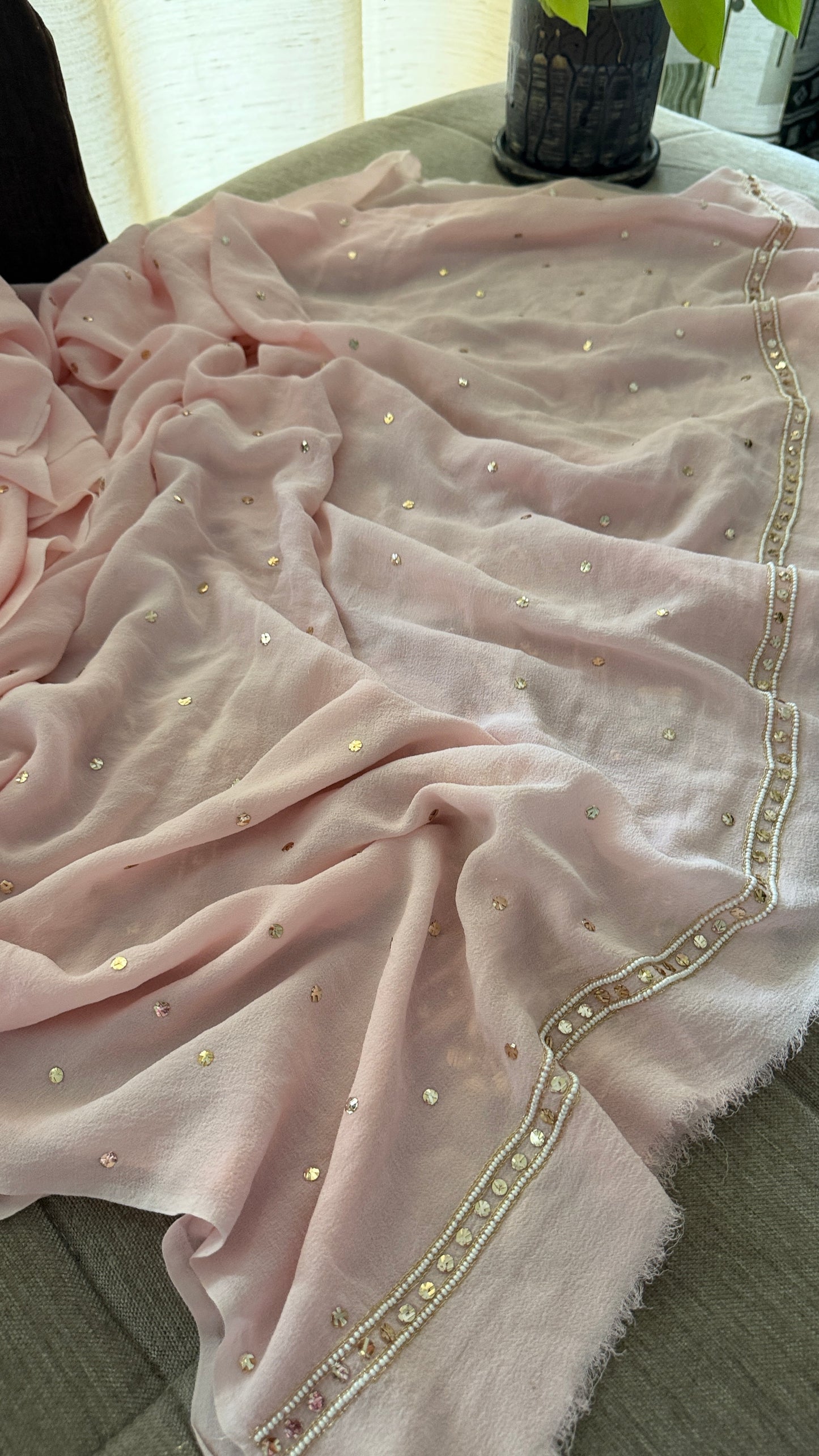 Masterpiece Pastel Pink Pearl Mukaish Suit
