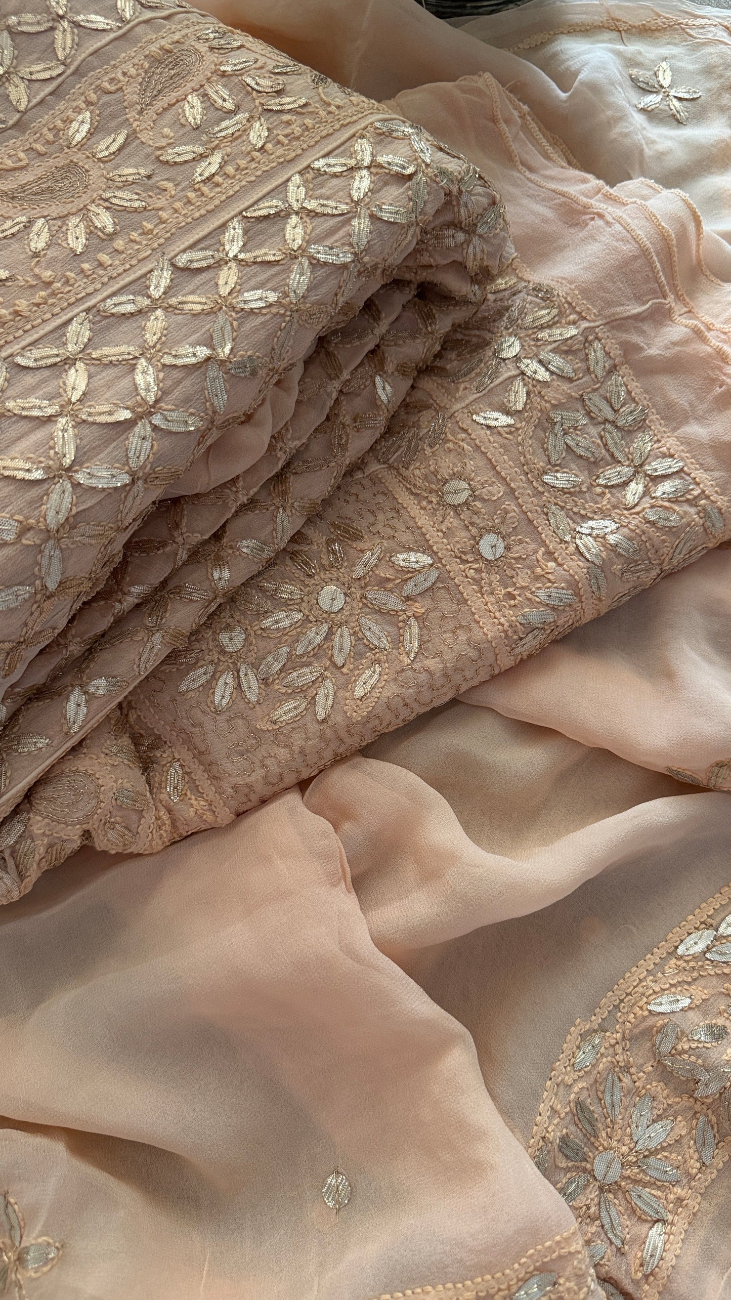 Rose Gold Gota Patti Chikankari Anarkali Suit (Anarkali And Dupatta)