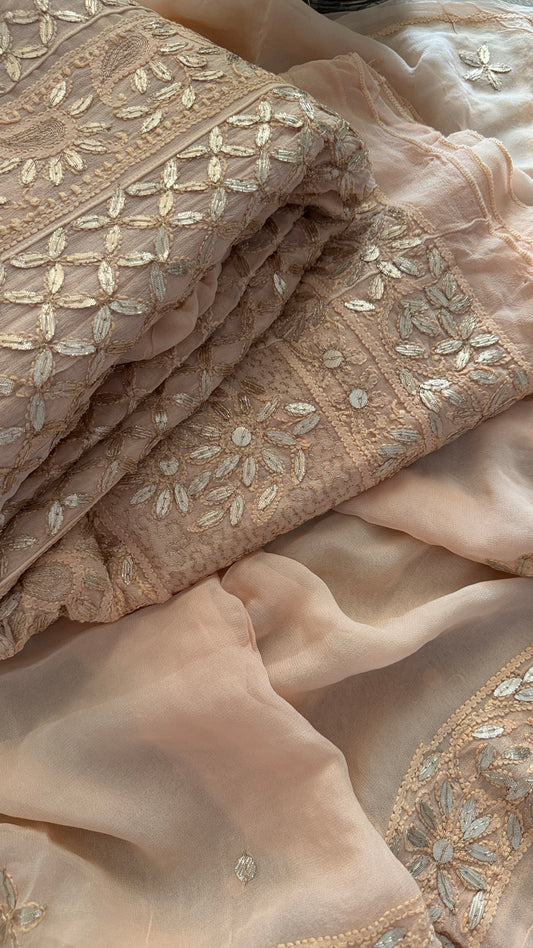 Rose Gold Gota Patti Chikankari Anarkali Suit (Anarkali And Dupatta)