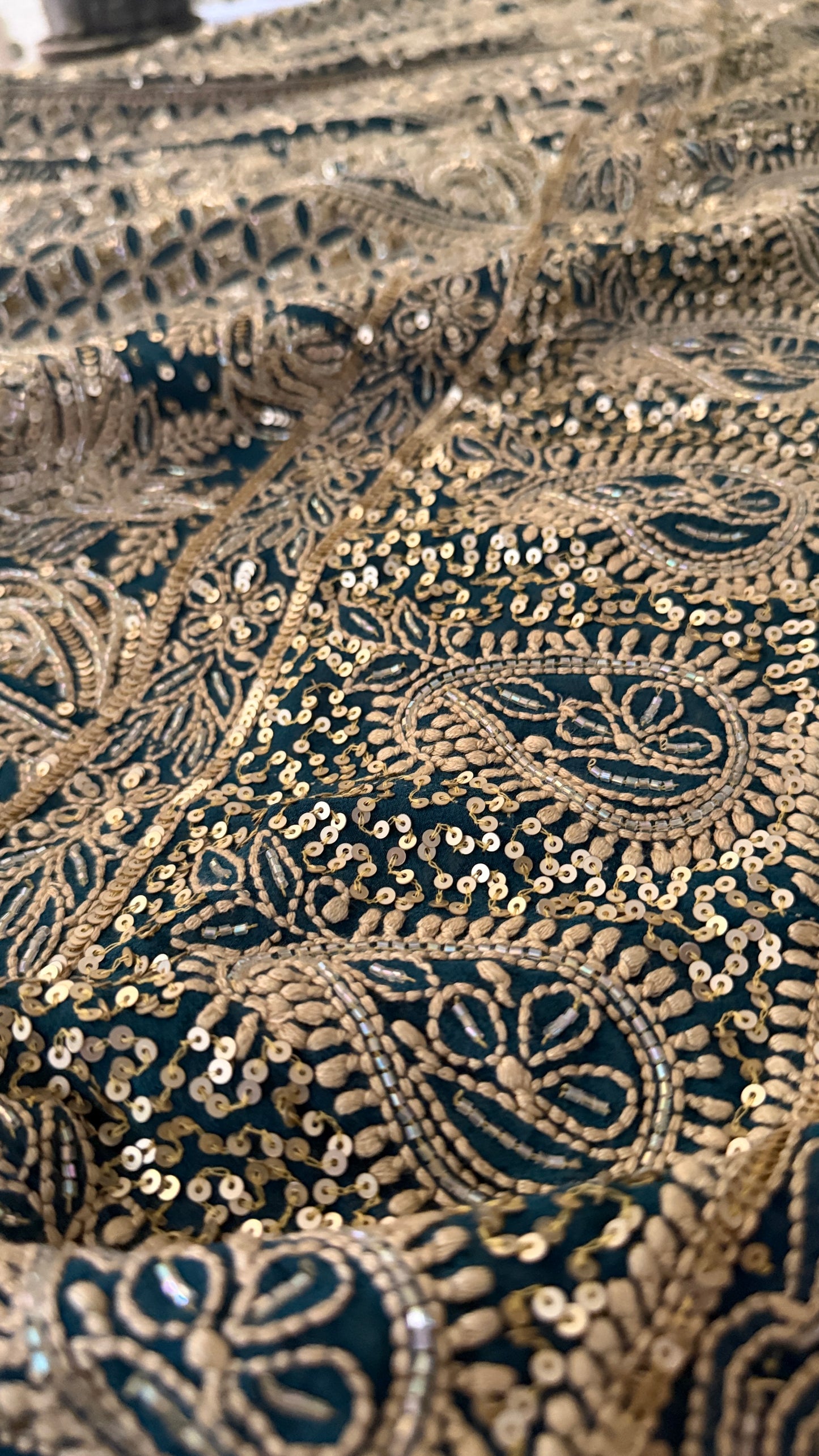 Dusty Emerald Green Cut Dana Chikankari Anarkali Suit