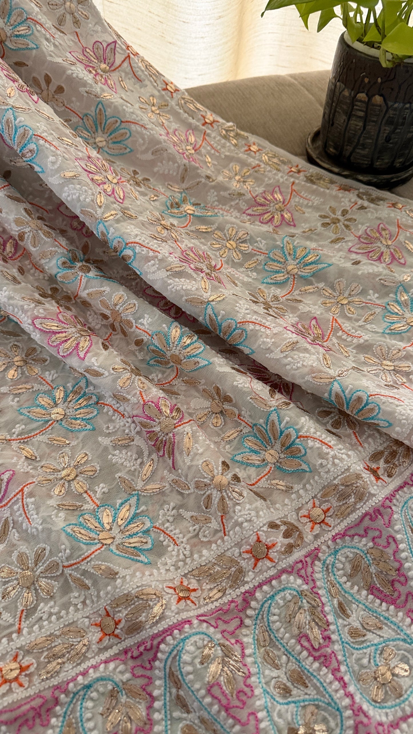 Multicolour Gota Patti Chikankari Dupatta