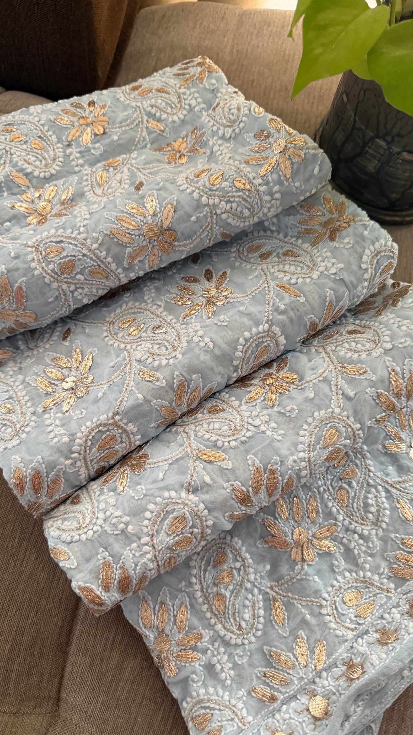 Exclusive Powder Blue Gota Patti Chikankari Dupatta for Women