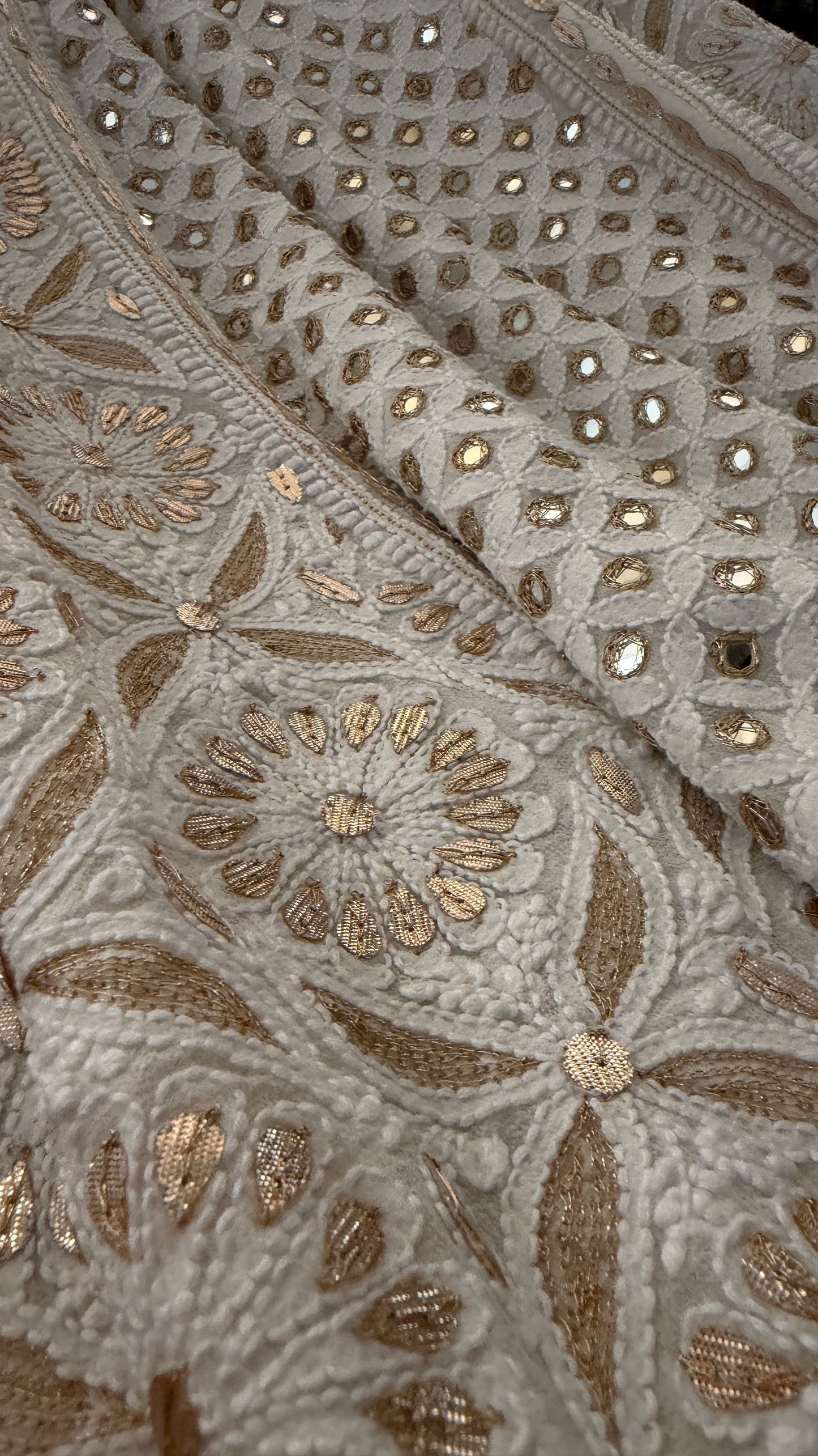 Ivory Mirror Gota Patti Chikankari Lehenga Set