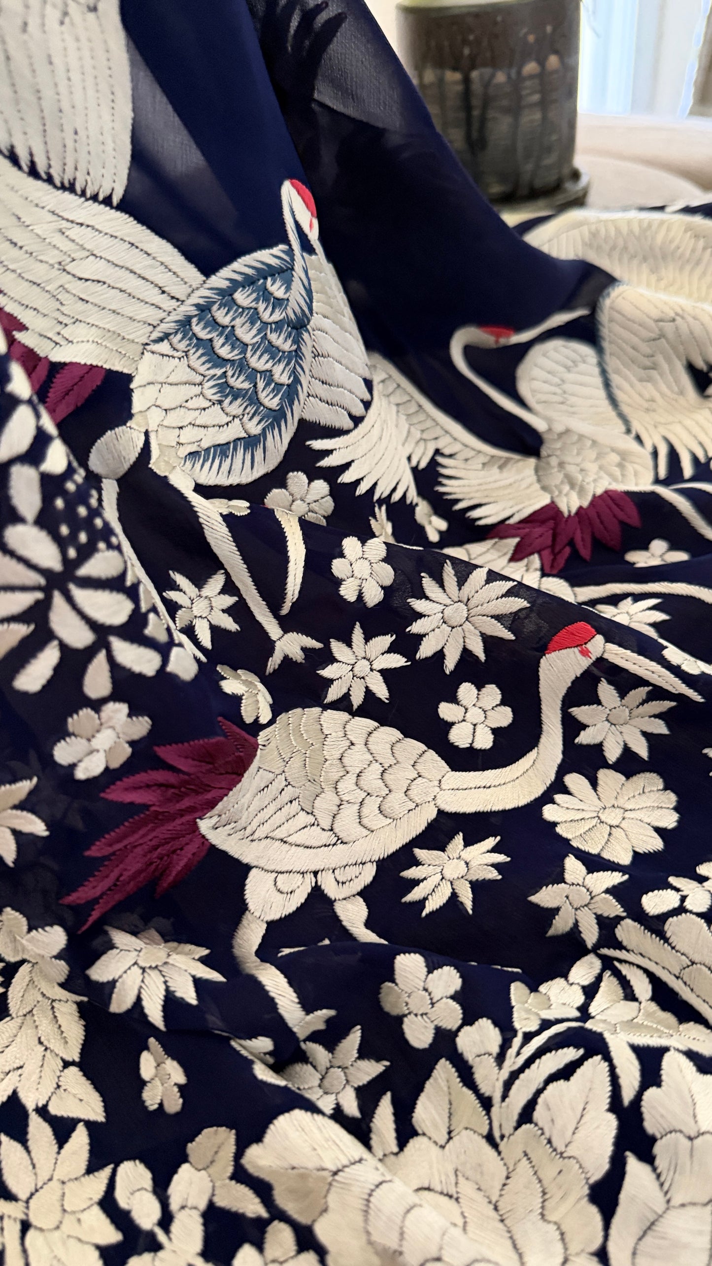 Pre Order Heirloom Navy Parsi Gara Dupatta