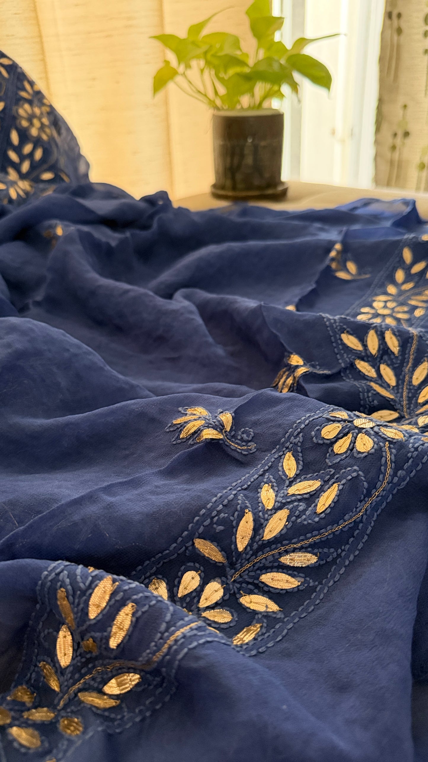 Dusty Blue Gota Patti Lucknowi Chikankari Suit