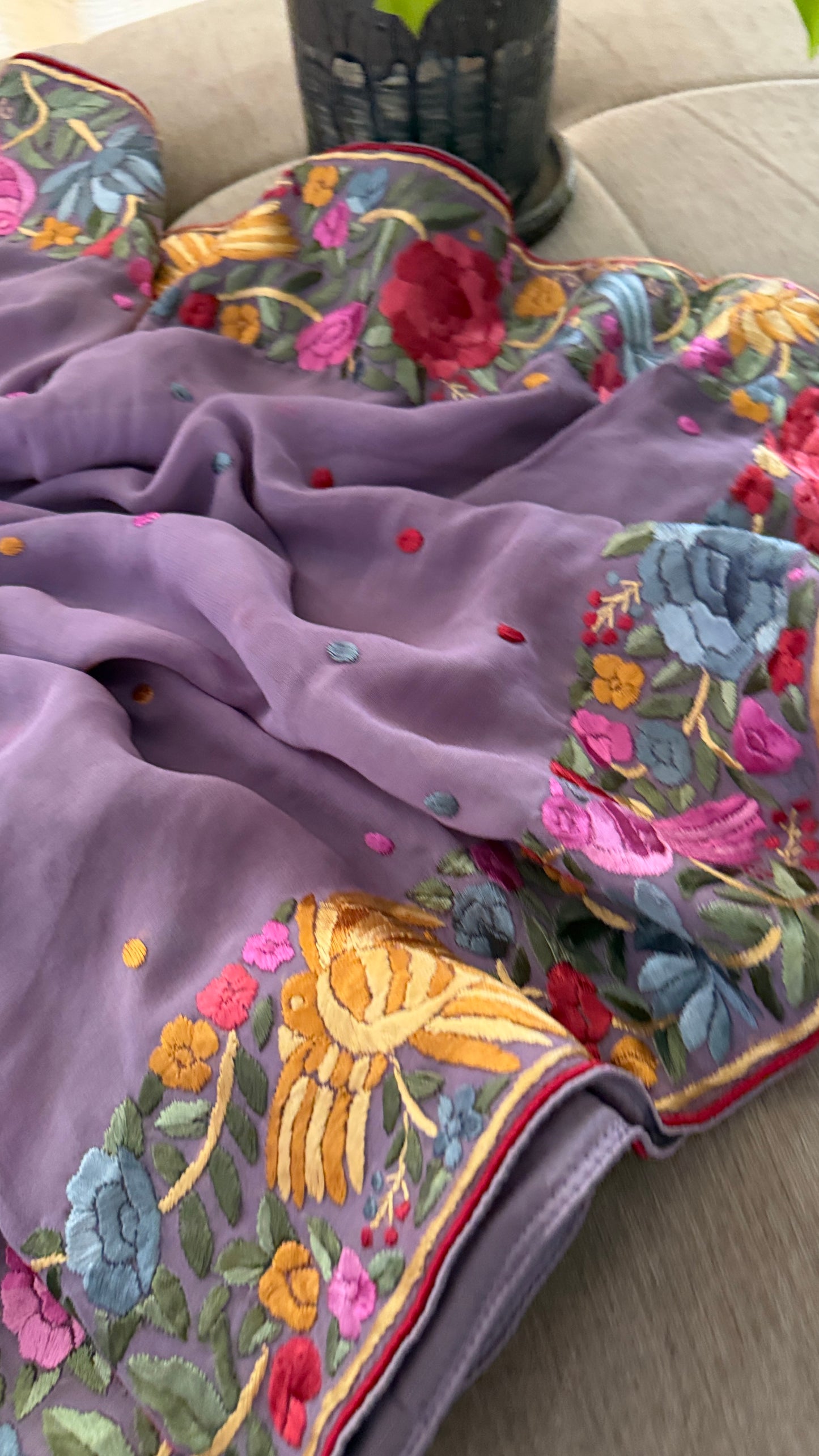 Dusty Purple Parsi Gara Dupatta