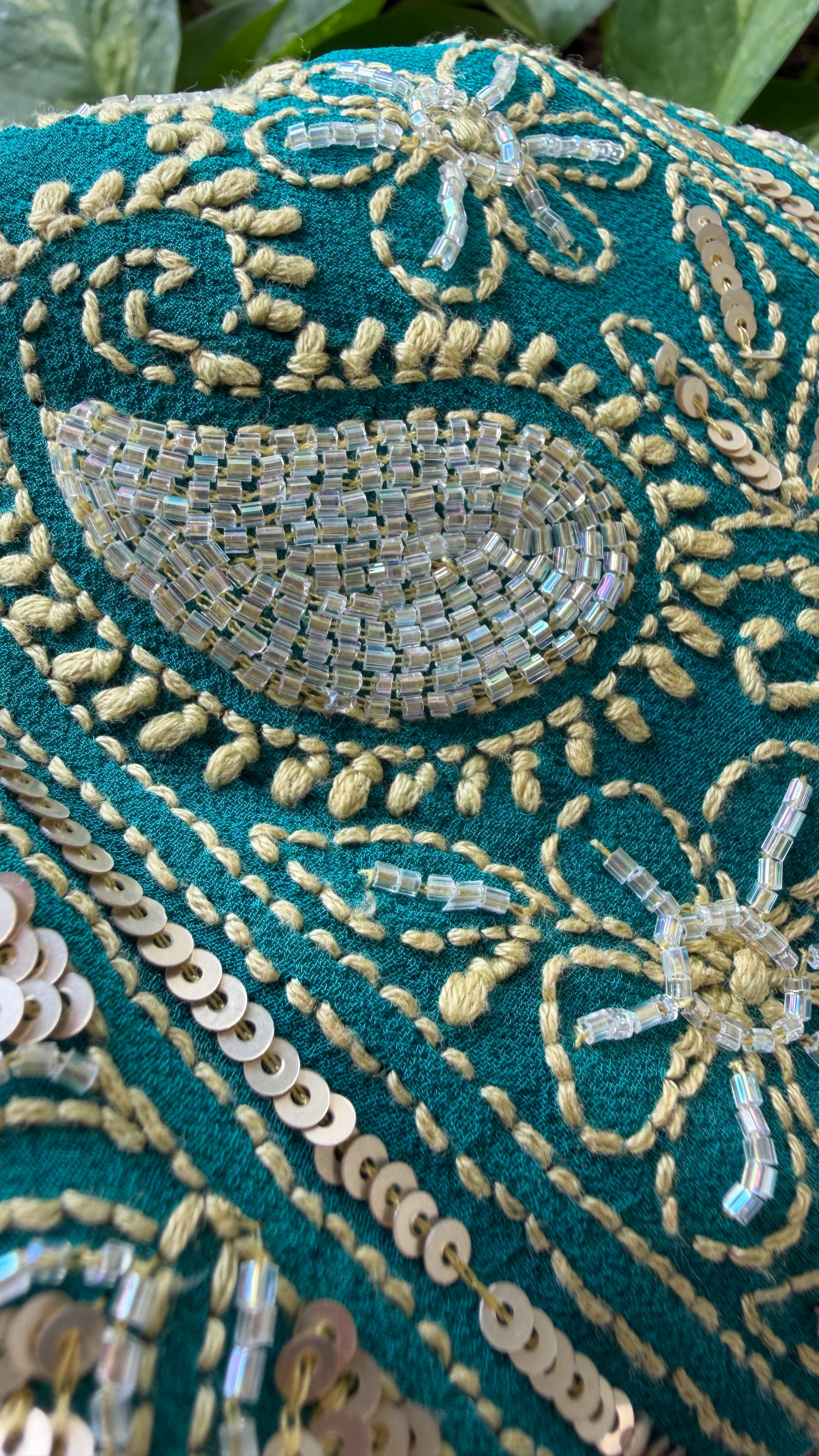 Masterpiece Green Gold Cut Dana Sequin Chikankari Suit (Kurta & Dupatta)