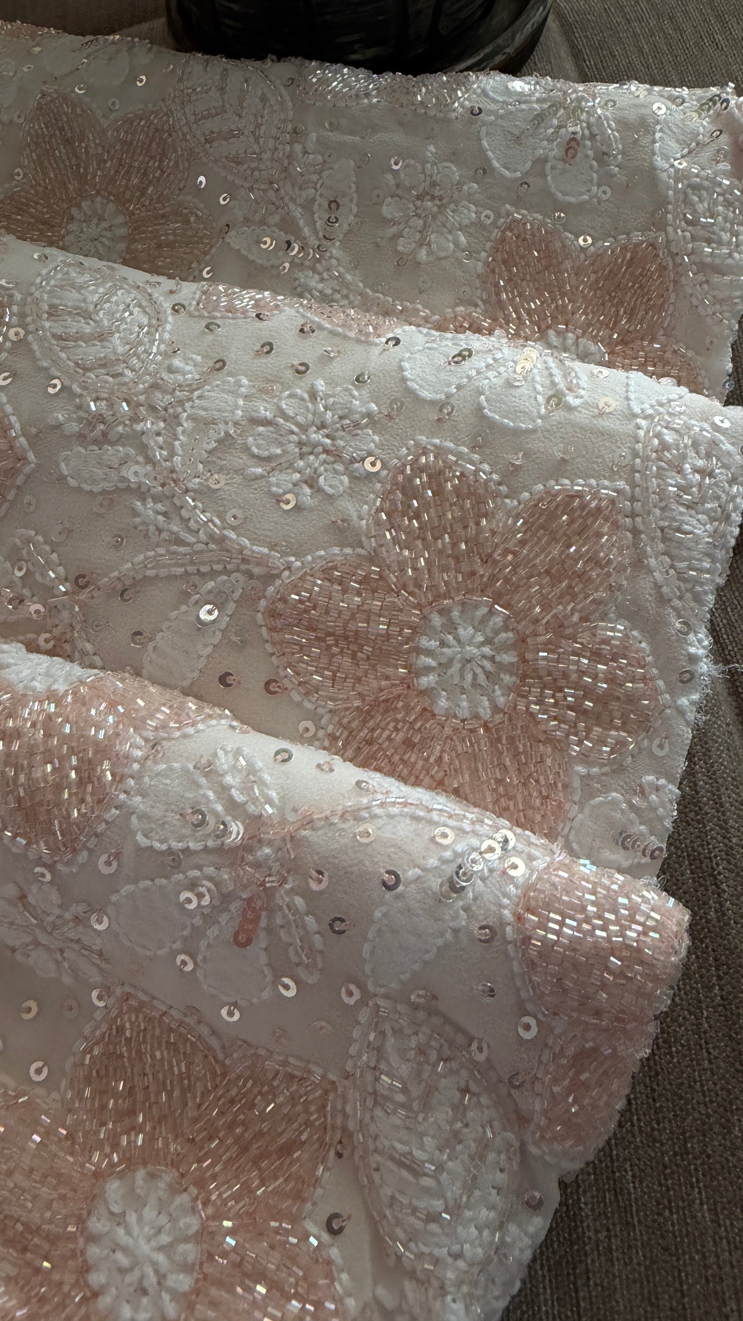 Fine Chikankari Suit with Peach Beads Work