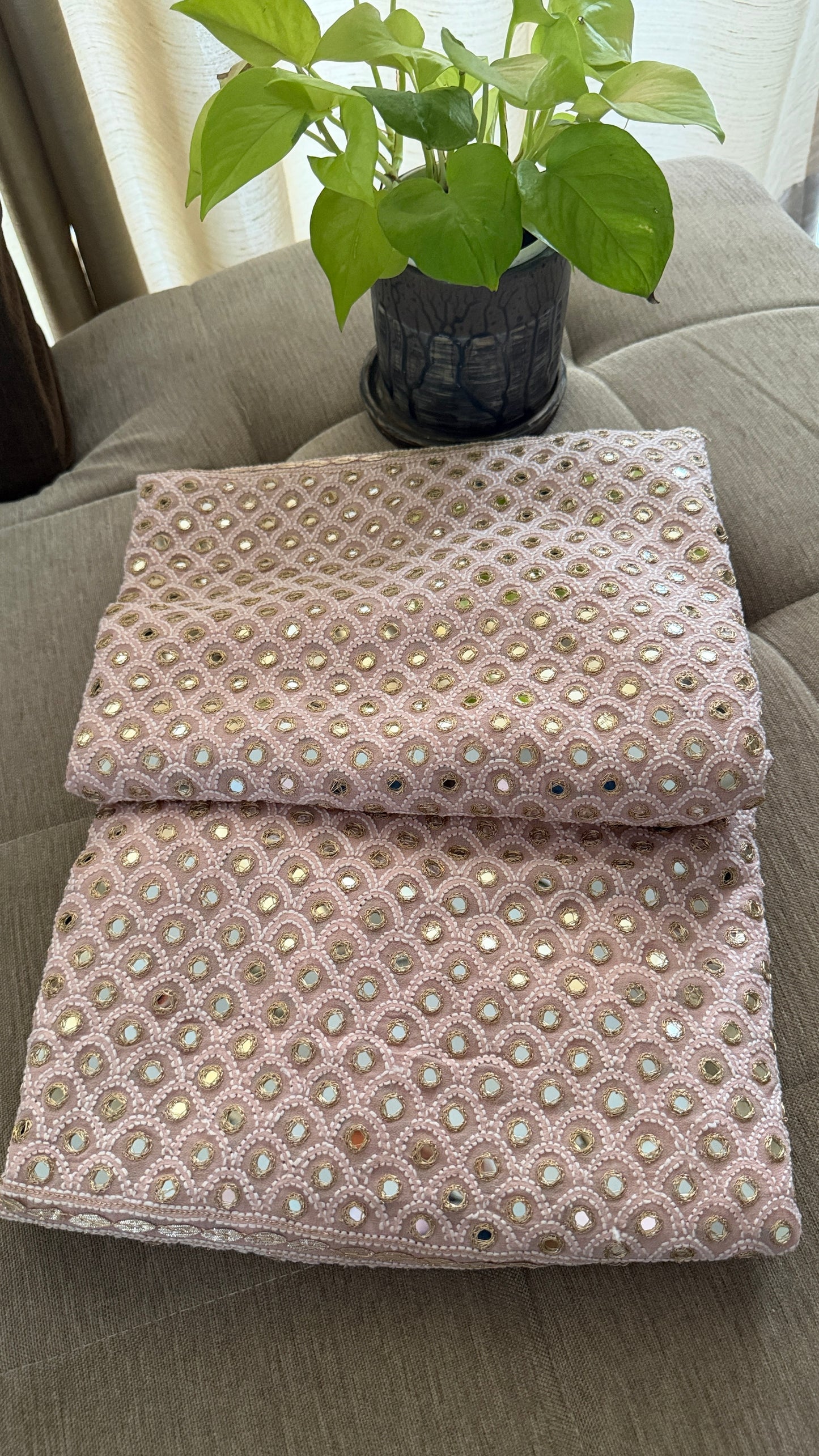 Dusty Pink Mirror & Gota Patti Chikankari Dupatta