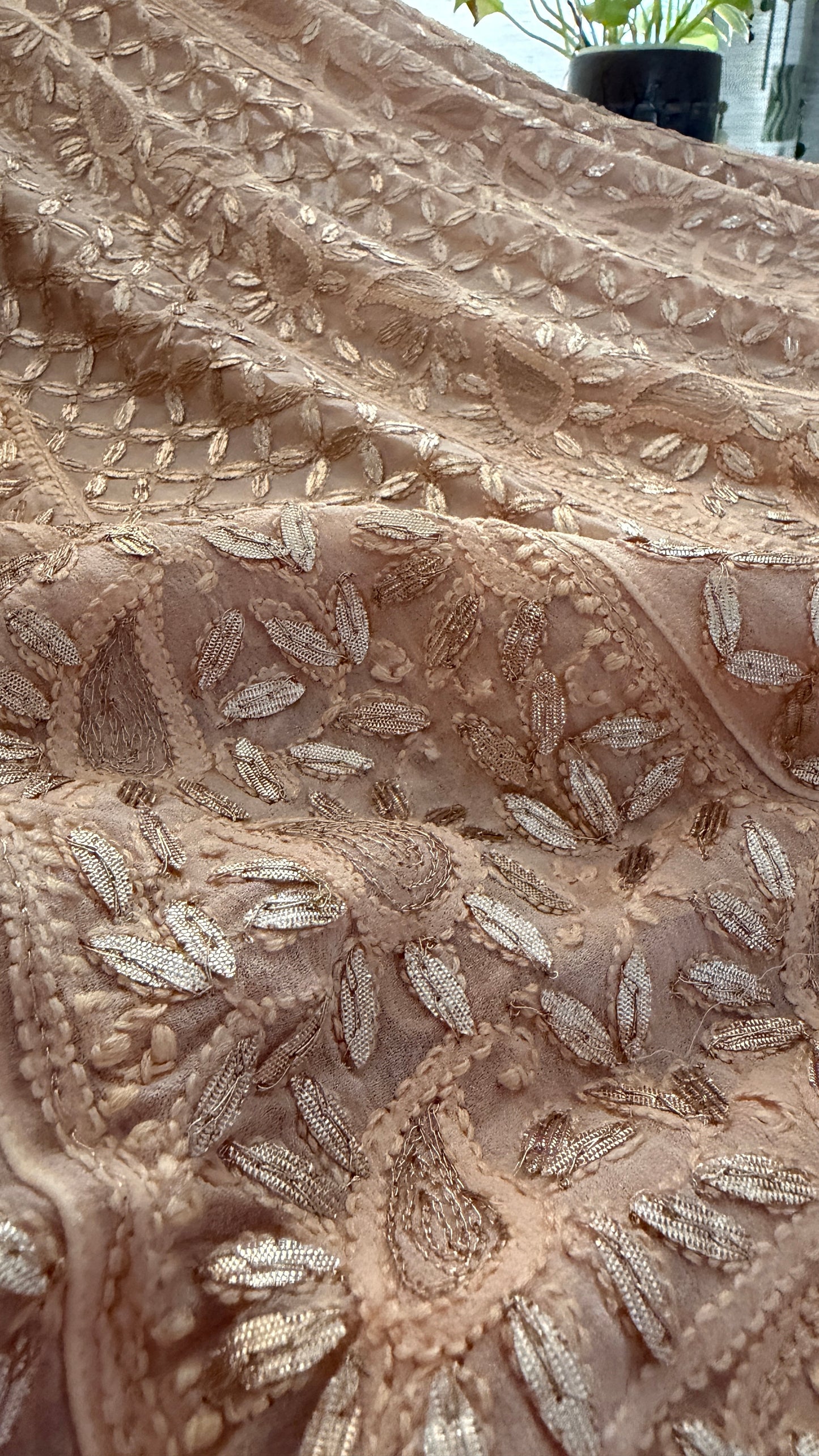 Rose Gold Gota Patti Chikankari Anarkali Suit (Anarkali And Dupatta)