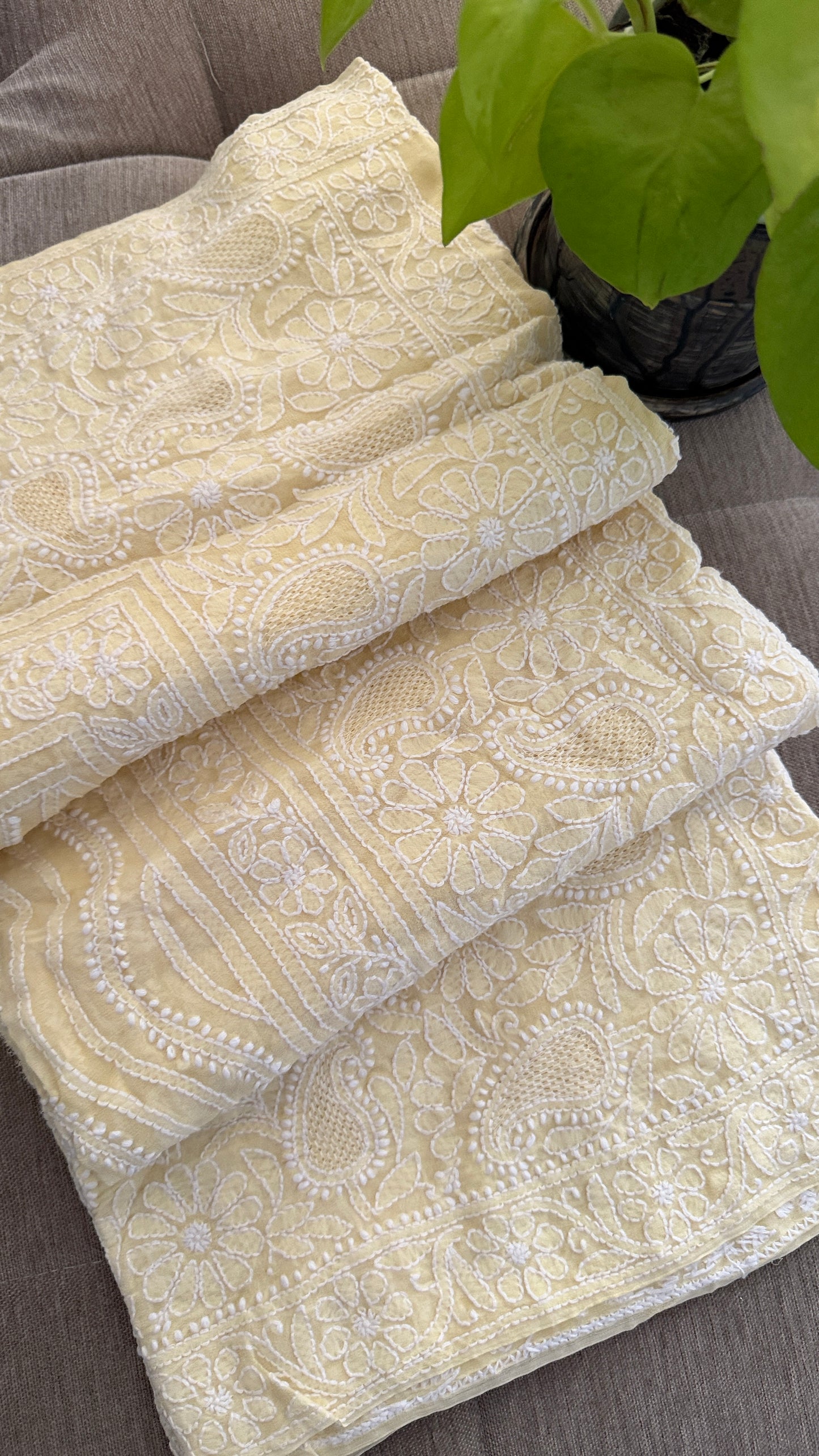 Beige Hand Jaali Chikankari Dupatta