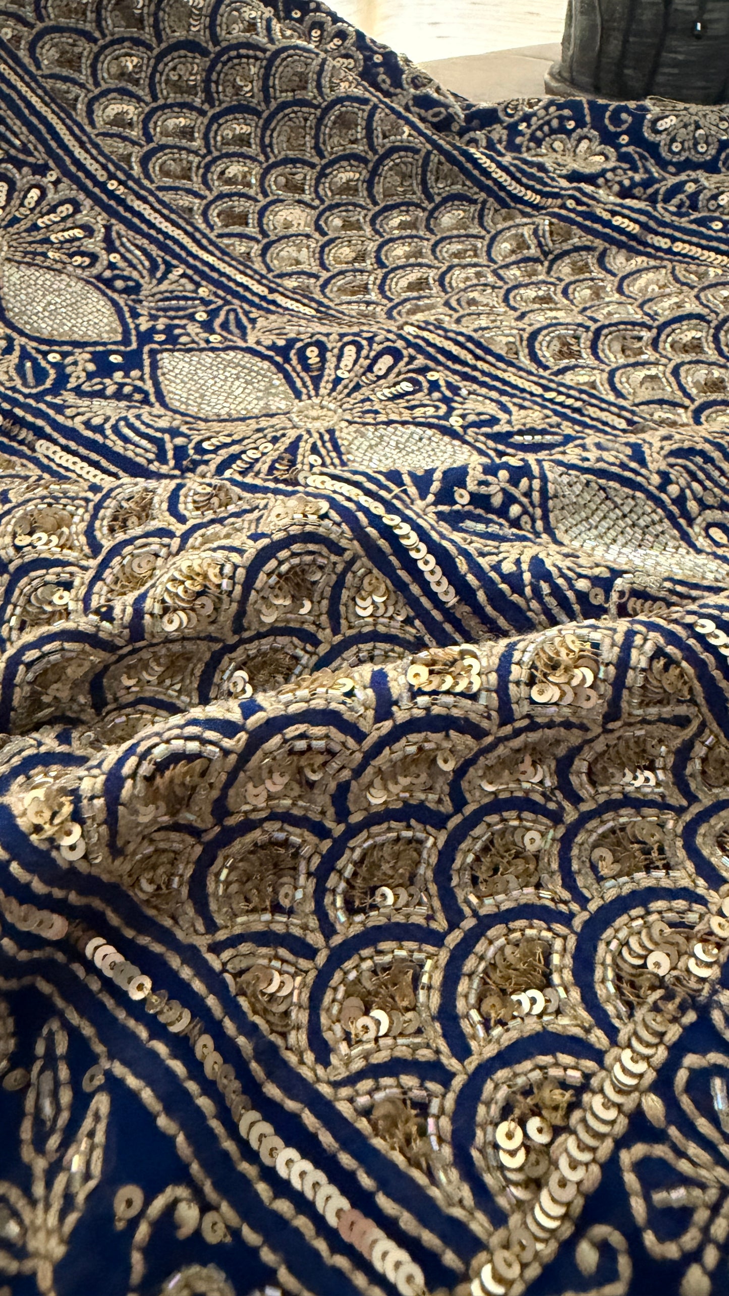 Royal Blue Gold Chikankari Suit for Women