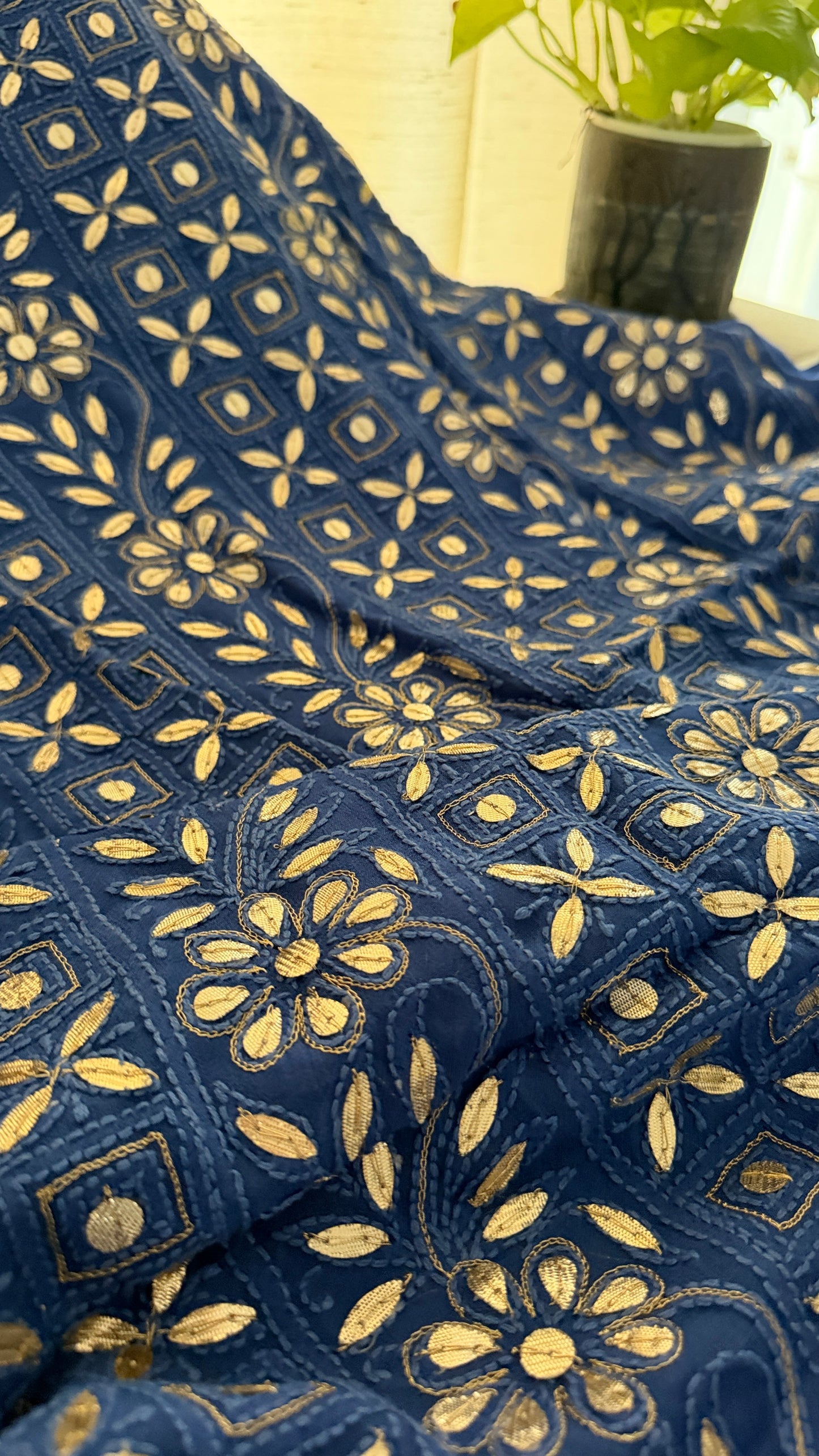 Dusty Blue Gota Patti Lucknowi Chikankari Suit