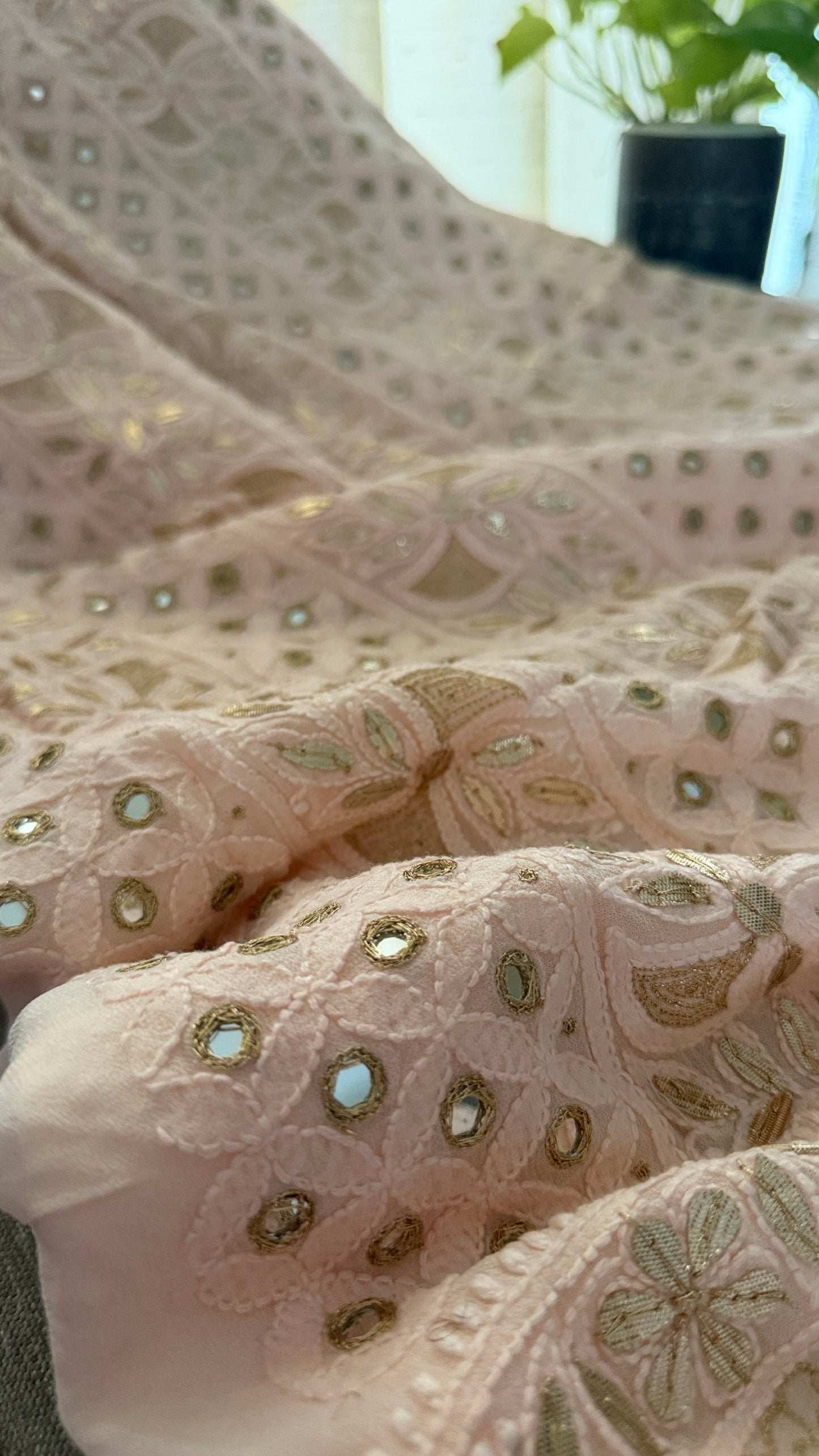 Pastel Pink Mirror & Gota Patti Chikankari Suit
