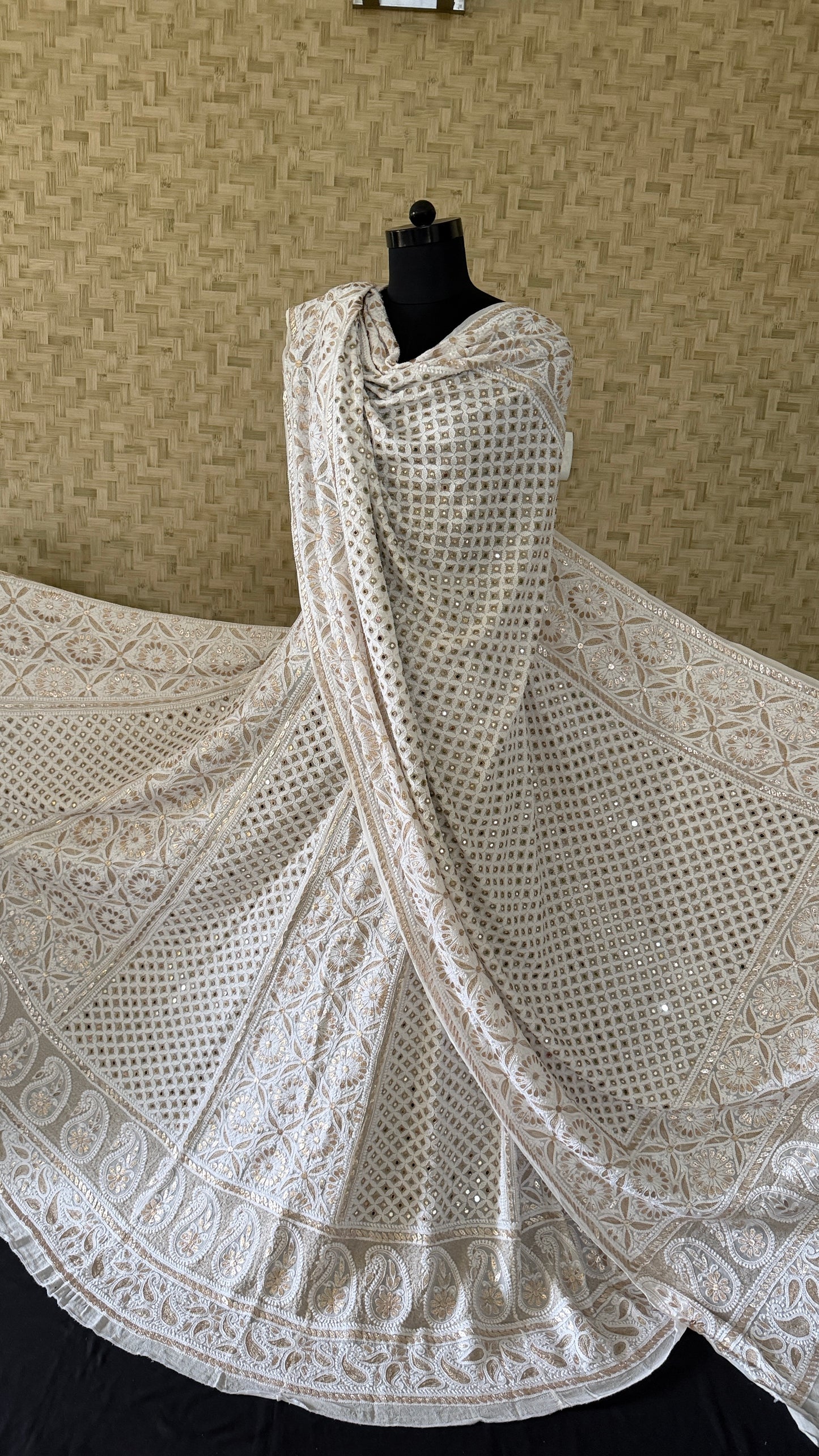 Ivory Mirror Gota Patti Chikankari Lehenga Set