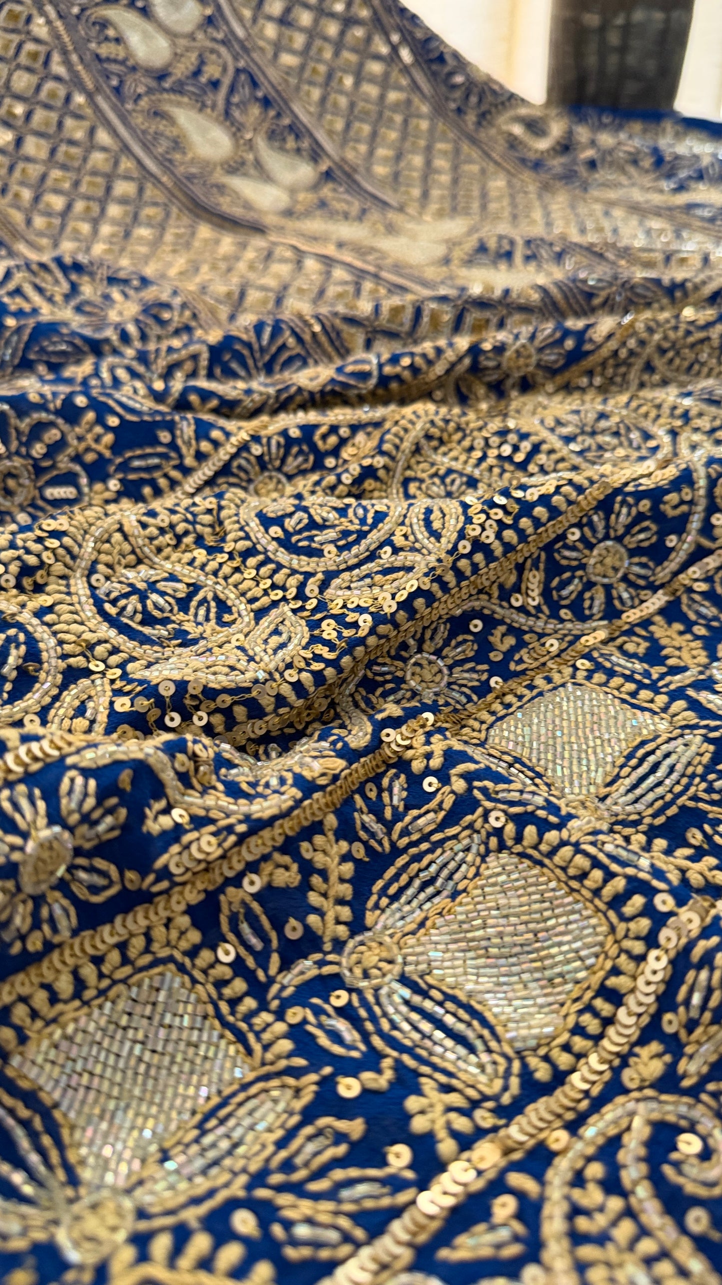 Masterpiece Royal Blue Gold Chikankari Suit for Women