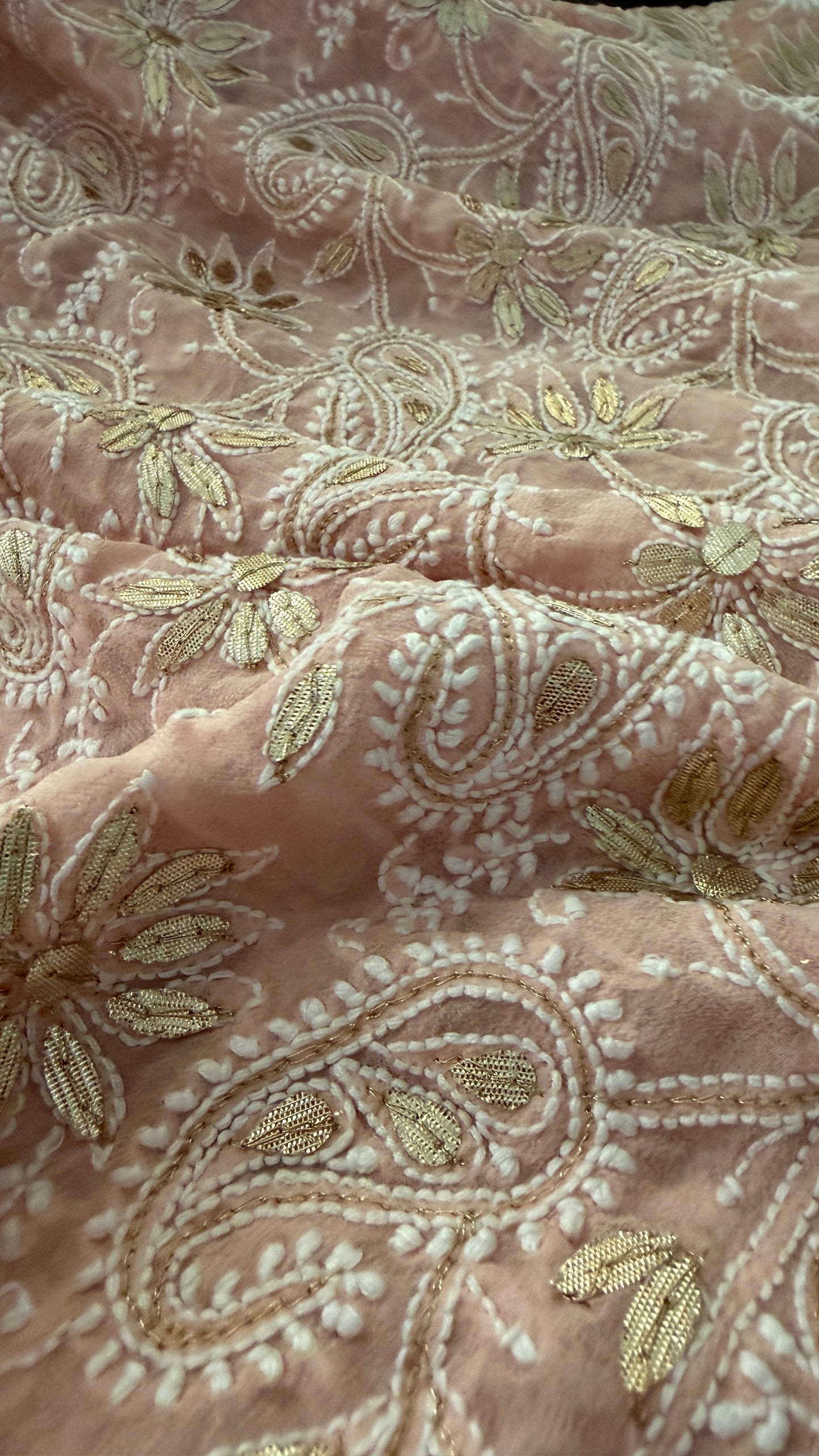 Pastel Pink Gota Patti Chikankari Dupatta